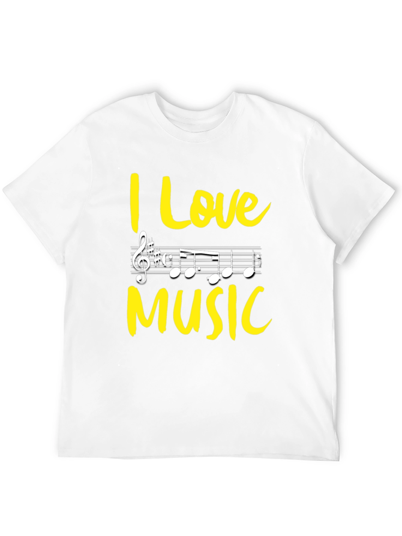 I Love Music Graphic Tee - Black Cotton T-Shirt