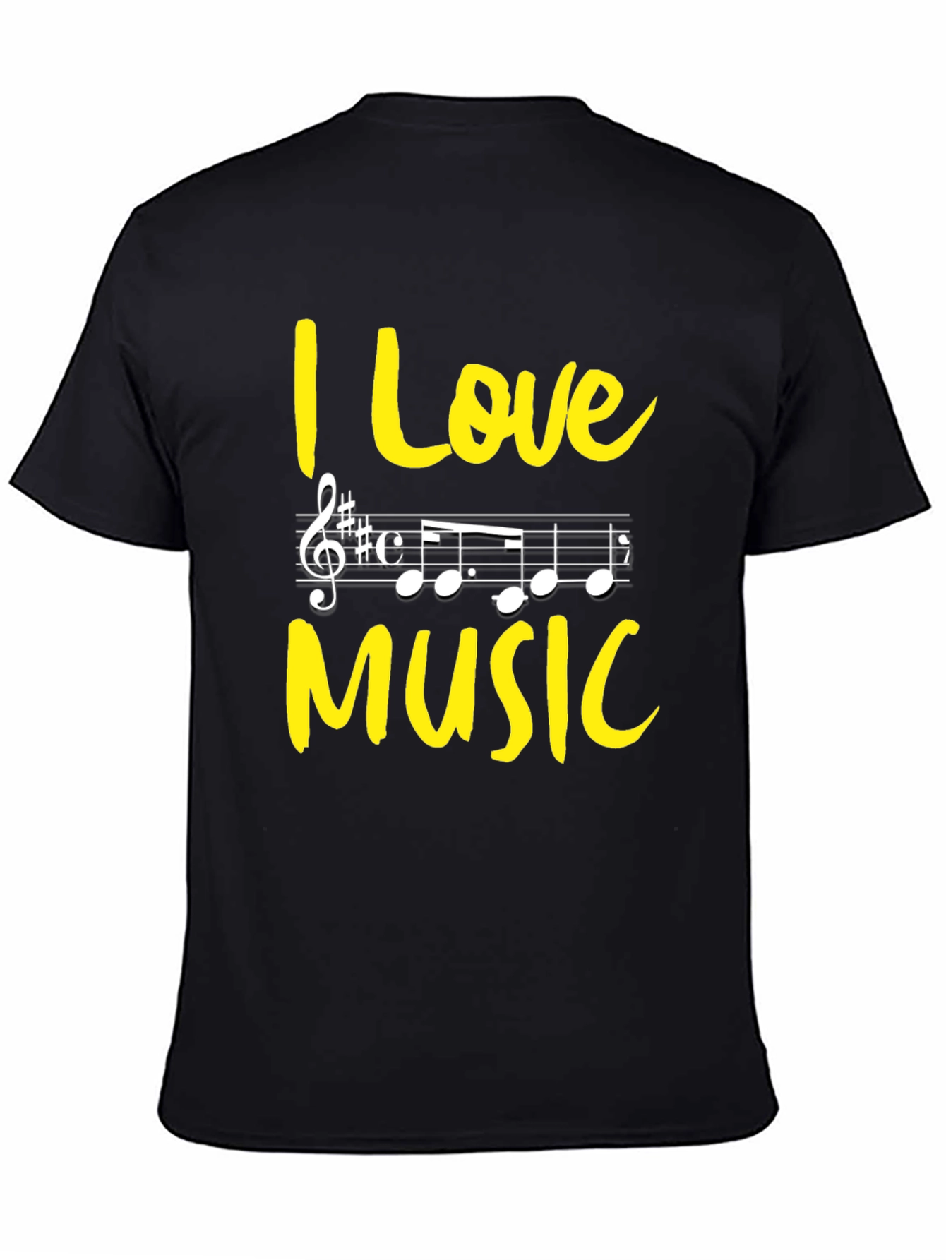 I Love Music Graphic Tee - Black Cotton T-Shirt