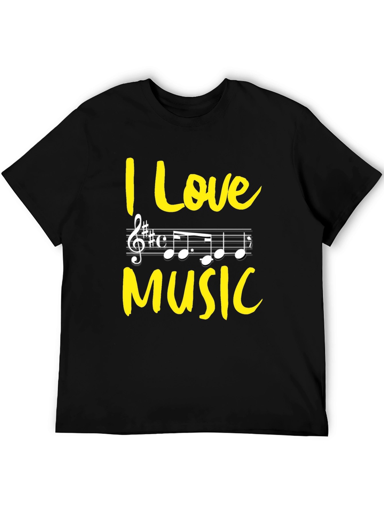 I Love Music Graphic Tee - Black Cotton T-Shirt