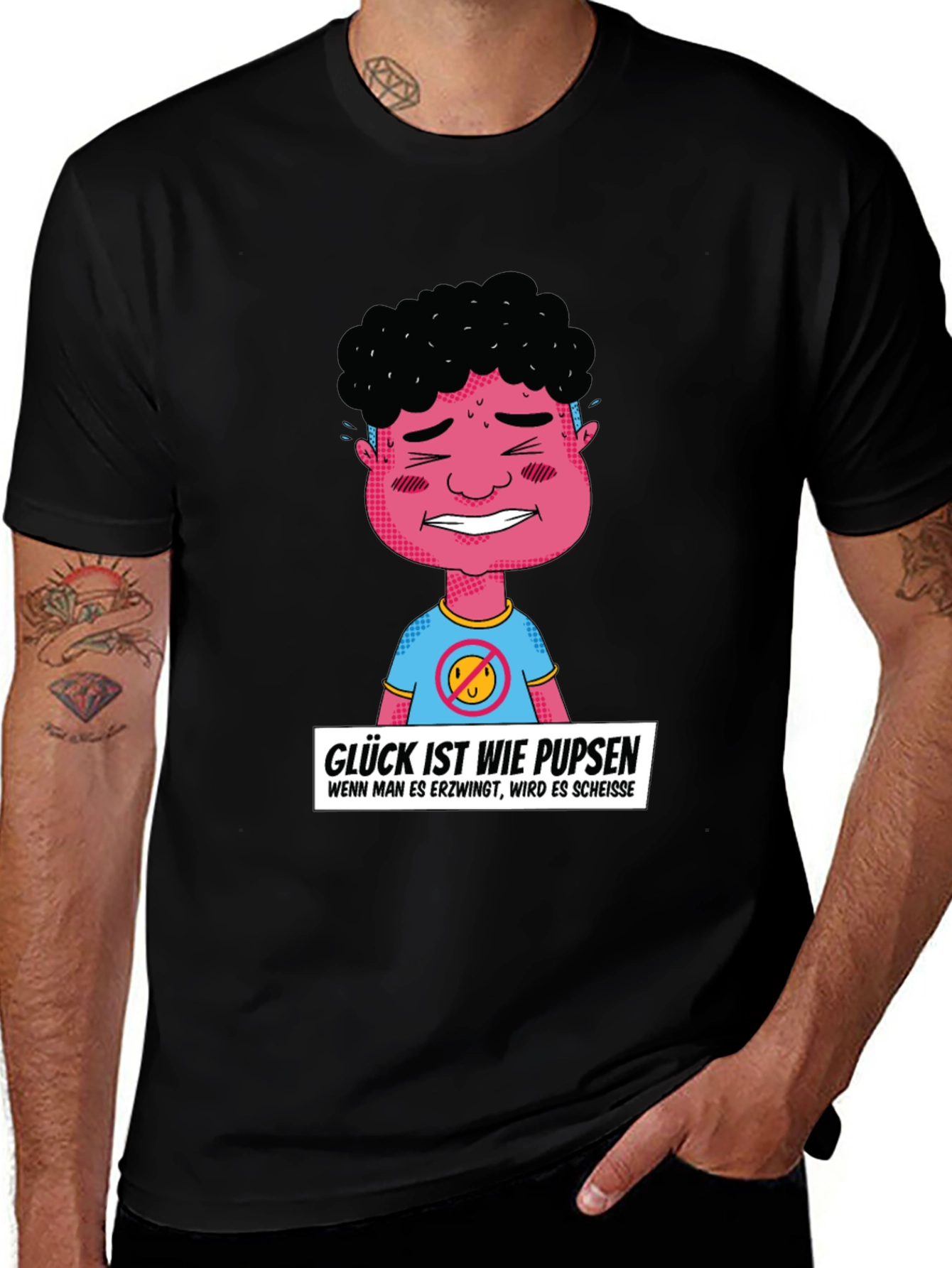 Funny Graphic T-Shirt: Glück ist wie pupsen