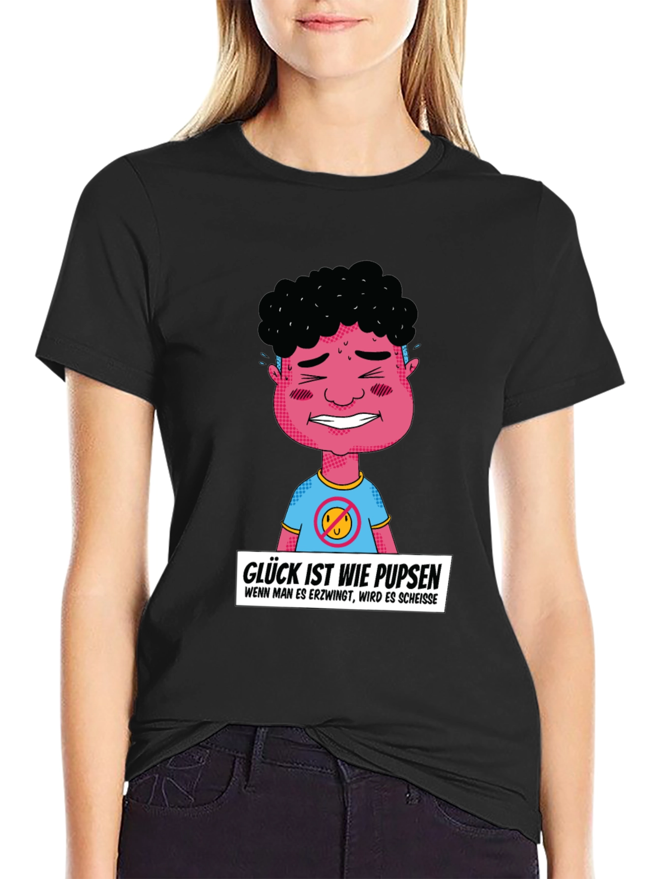 Funny Graphic T-Shirt: Glück ist wie pupsen