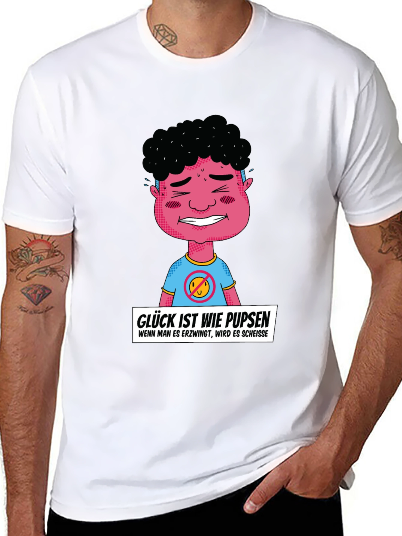 Funny Graphic T-Shirt: Glück ist wie pupsen