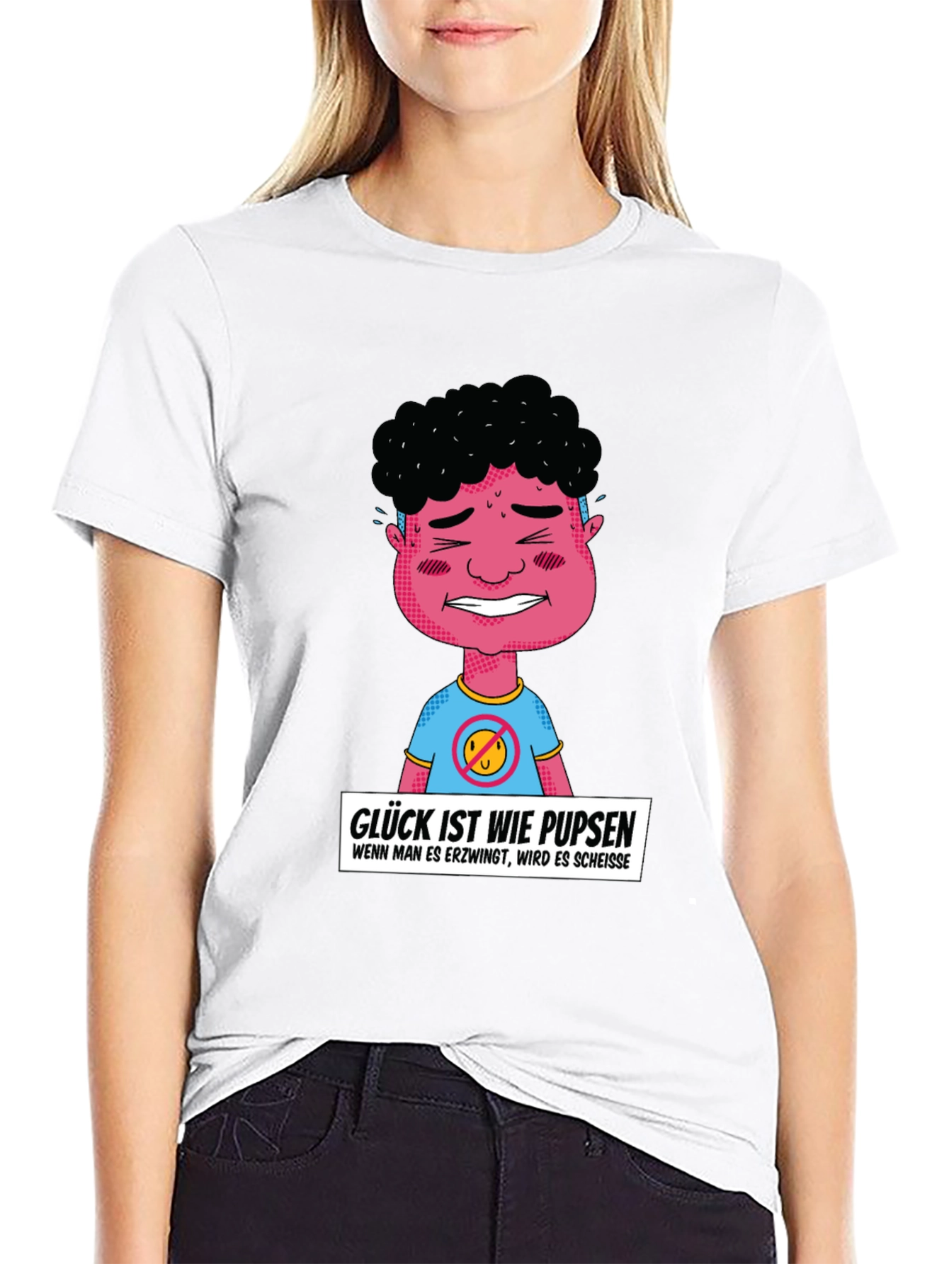 Funny Graphic T-Shirt: Glück ist wie pupsen