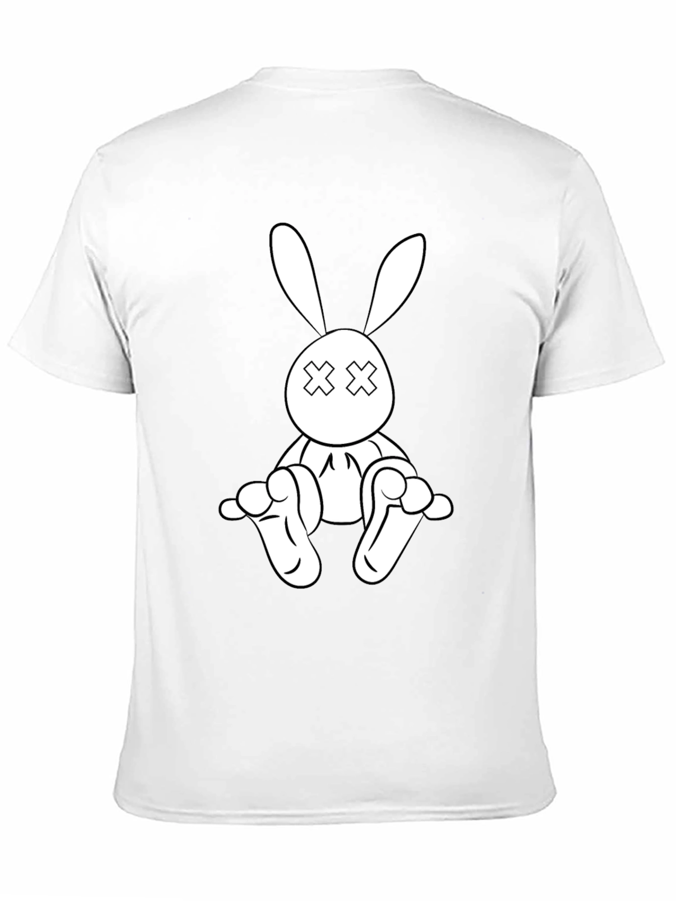 Black T-Shirt with Cartoon Rabbit Graphic