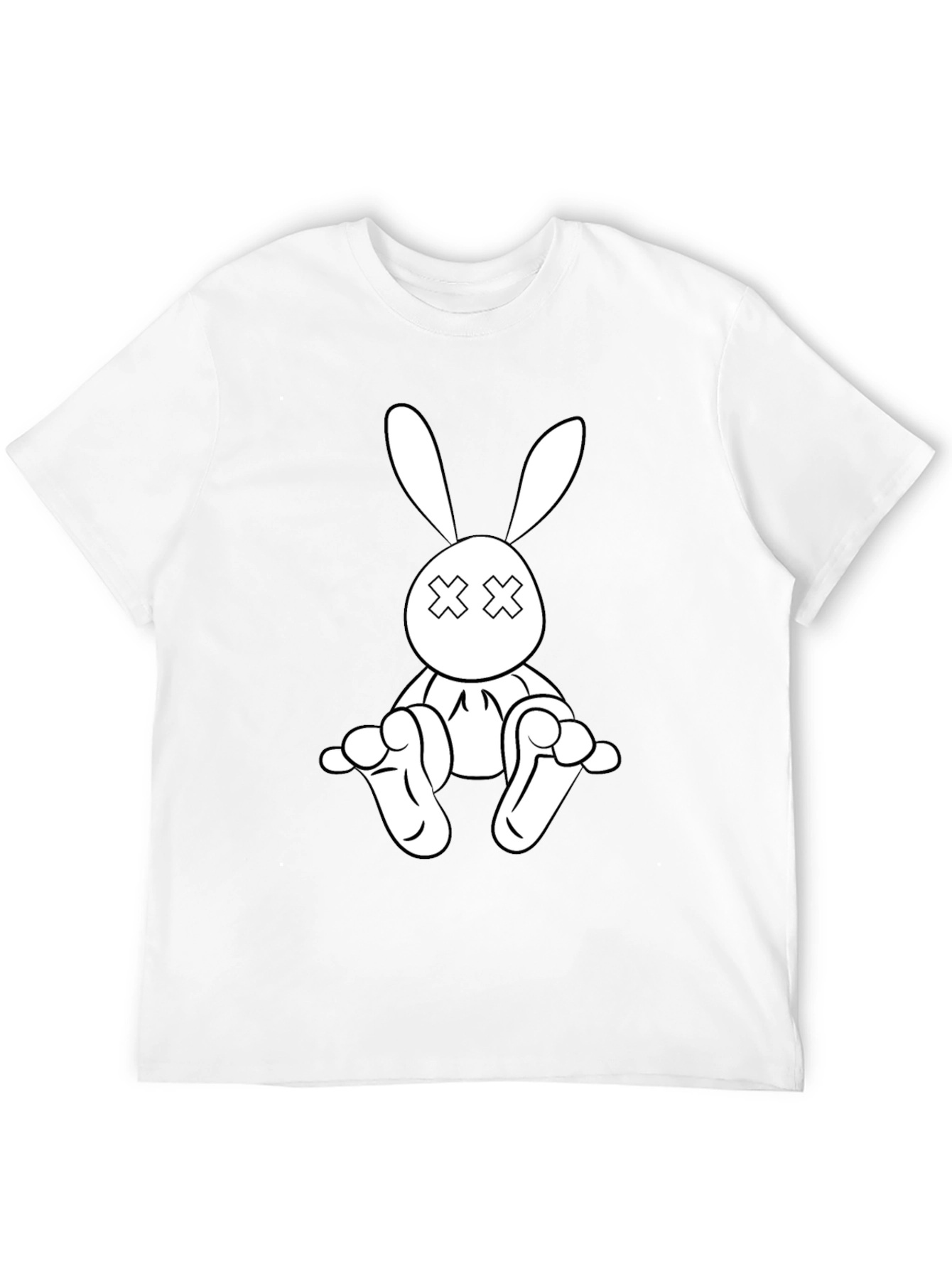 Black T-Shirt with Cartoon Rabbit Graphic