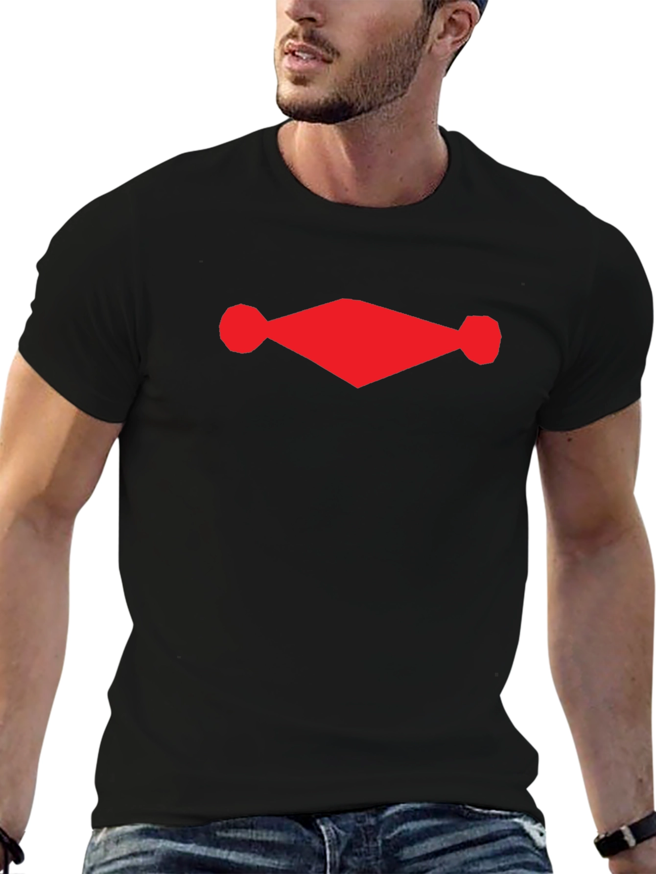 Black Tee with Red Diamond Design