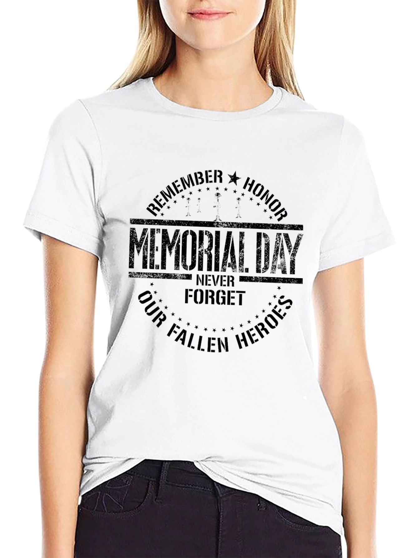 Memorial Day Graphic Print Crew Neck T-Shirt