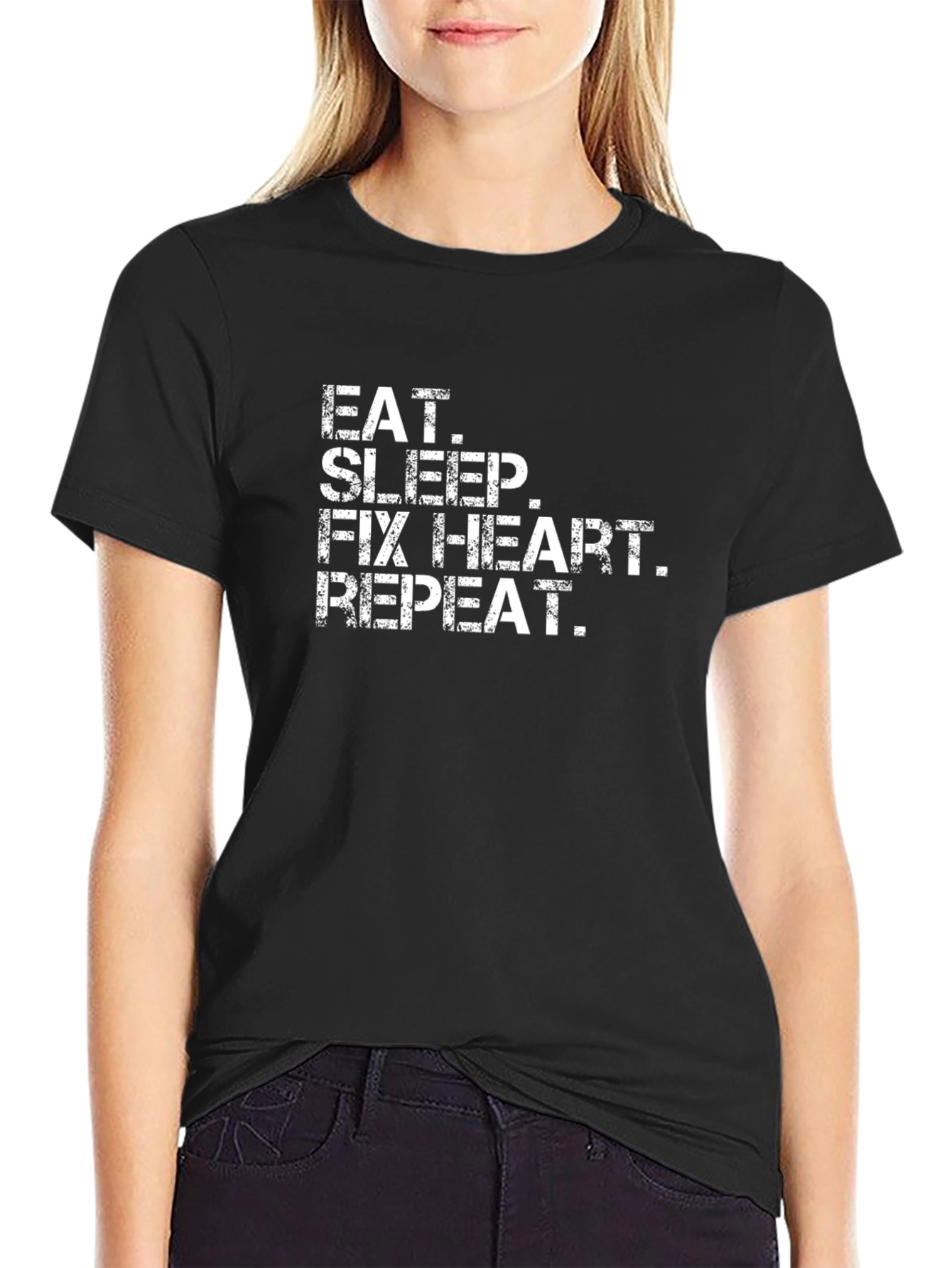Eat Sleep Fix Heart Repeat T-Shirt - Cardiology Tee