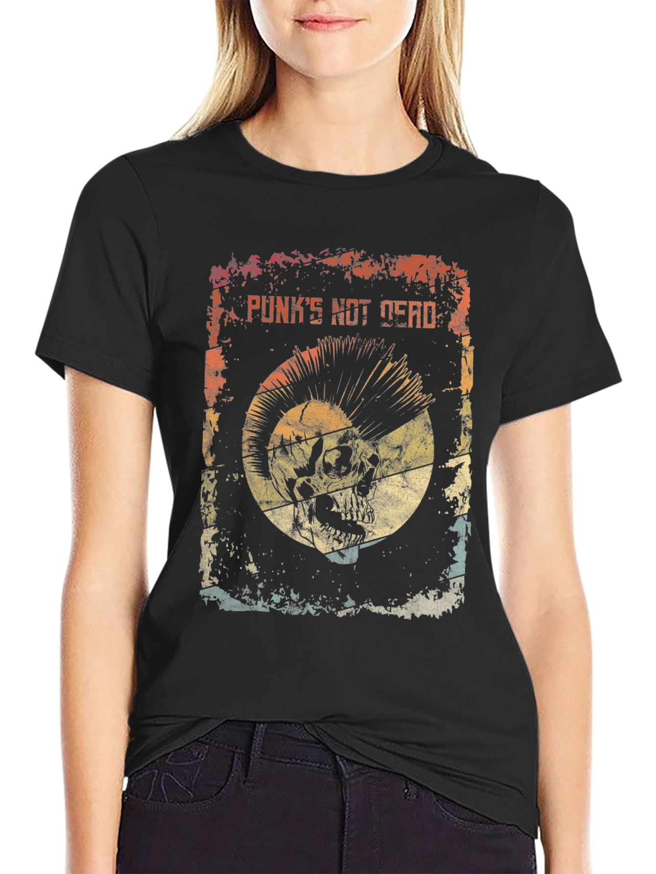 Punks Not Dead Skull Graphic Tee - Rocker Style
