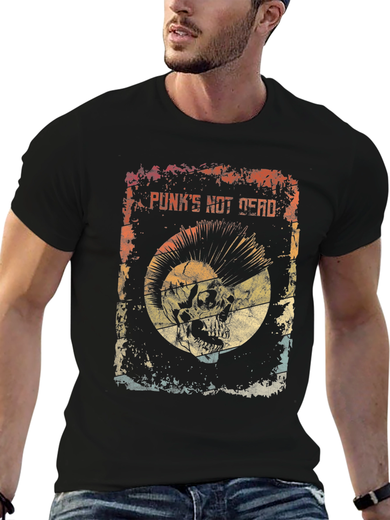 Punks Not Dead Skull Graphic Tee - Rocker Style