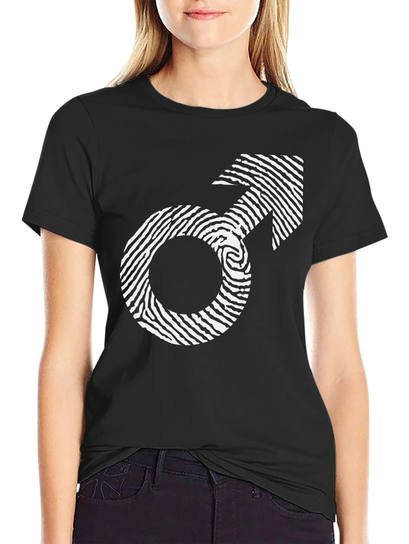 Mens Fingerprint Symbol Graphic Tee