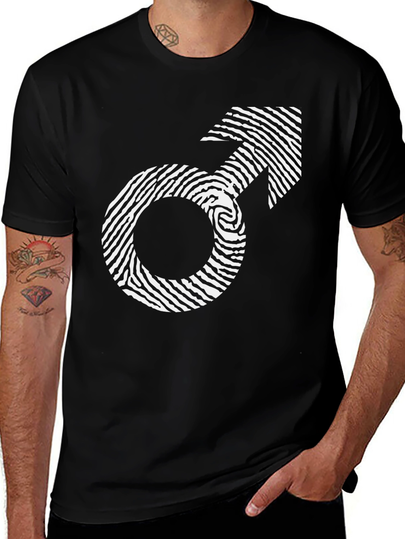 Mens Fingerprint Symbol Graphic Tee