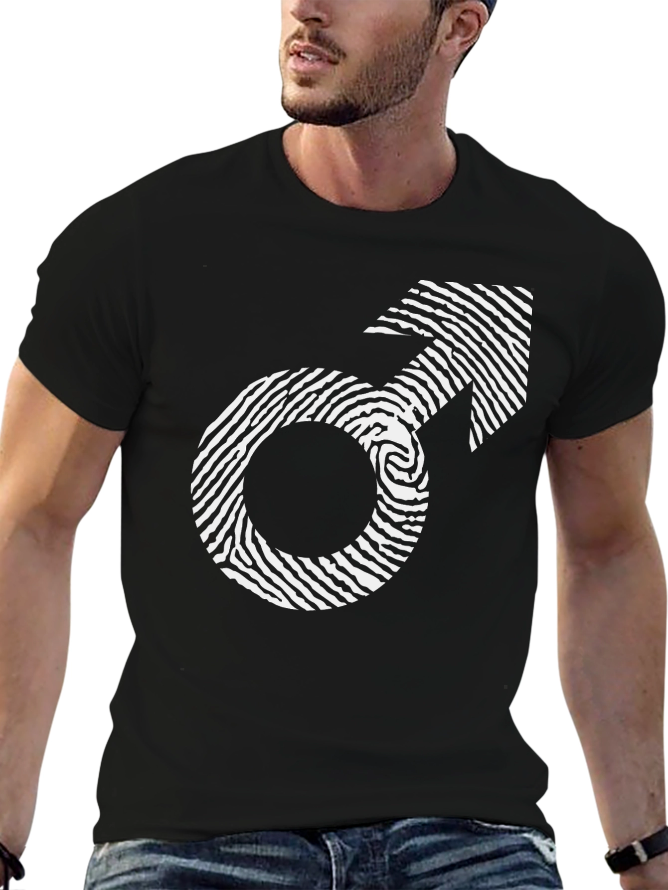 Mens Fingerprint Symbol Graphic Tee