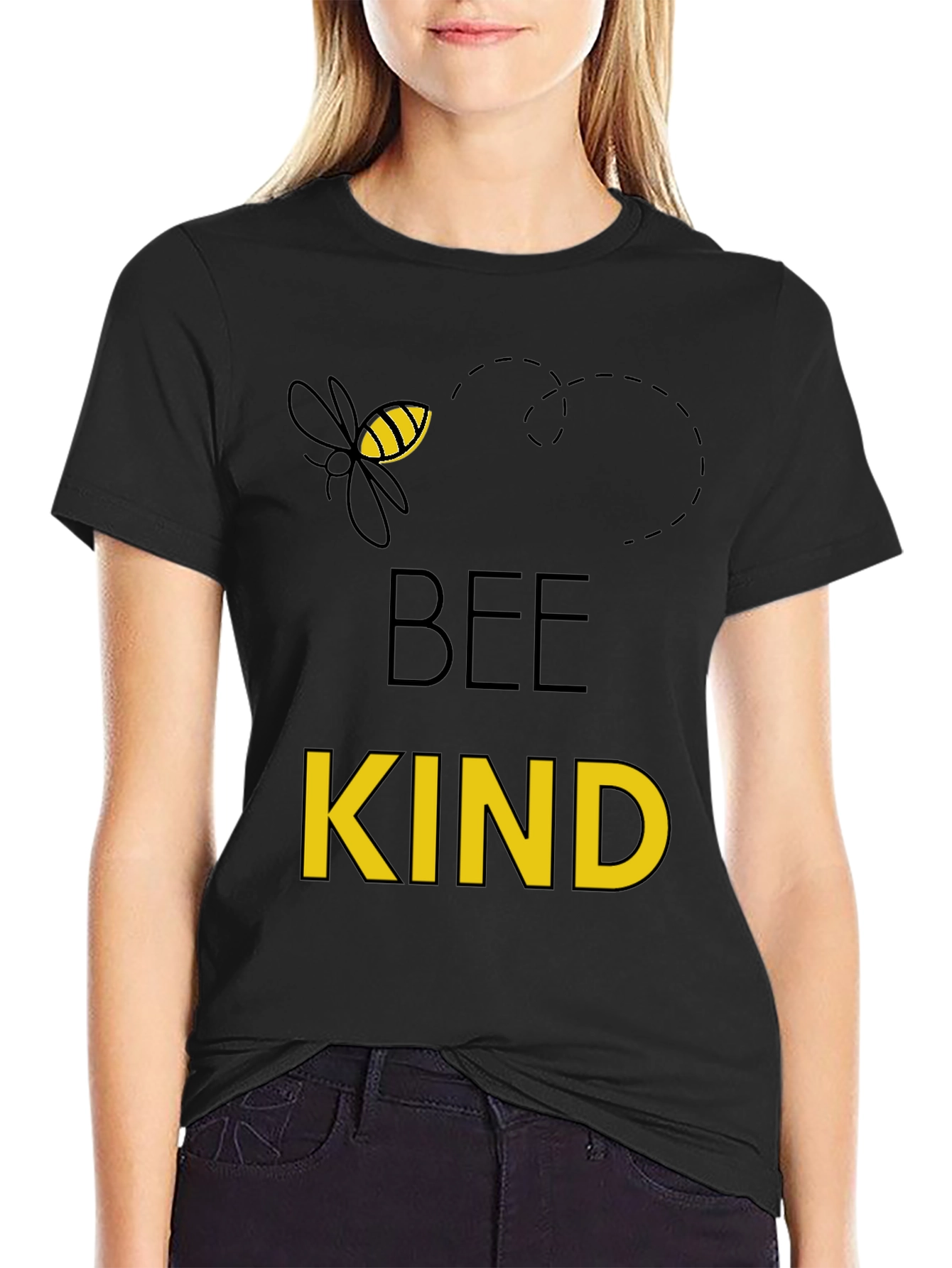 Bee Kind Graphic Tee - Black Cotton Comfort