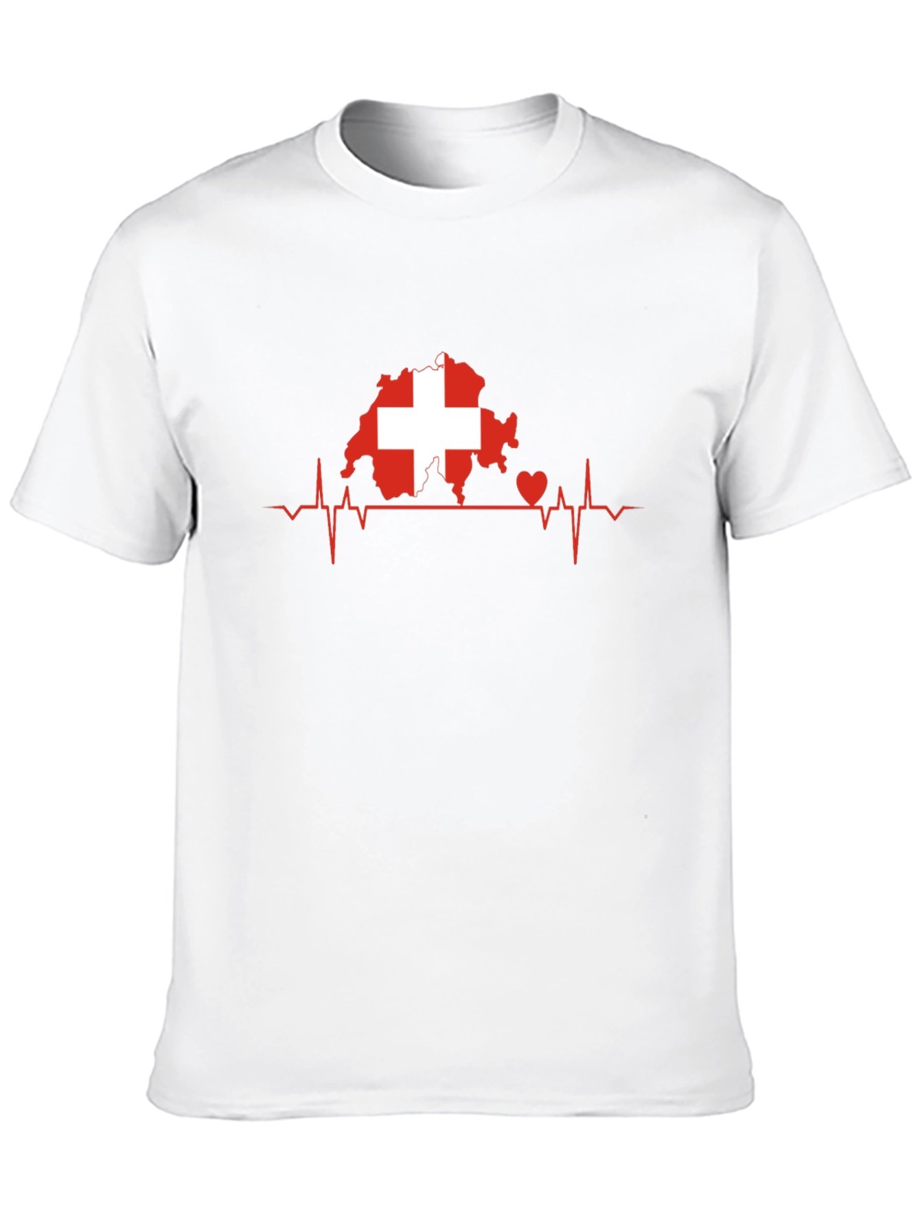 Switzerland Flag Heartbeat Mens T-Shirt