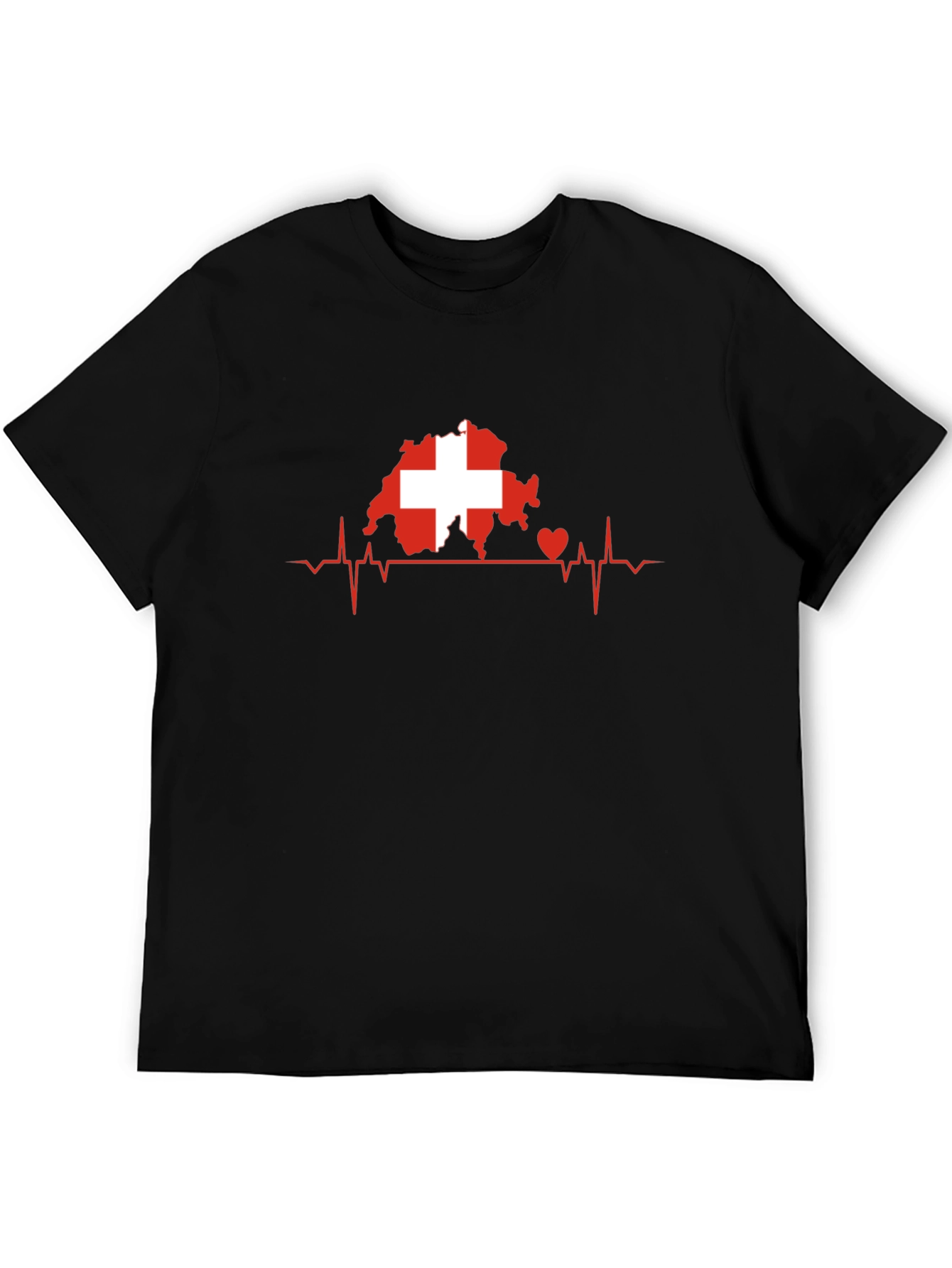Switzerland Flag Heartbeat Mens T-Shirt