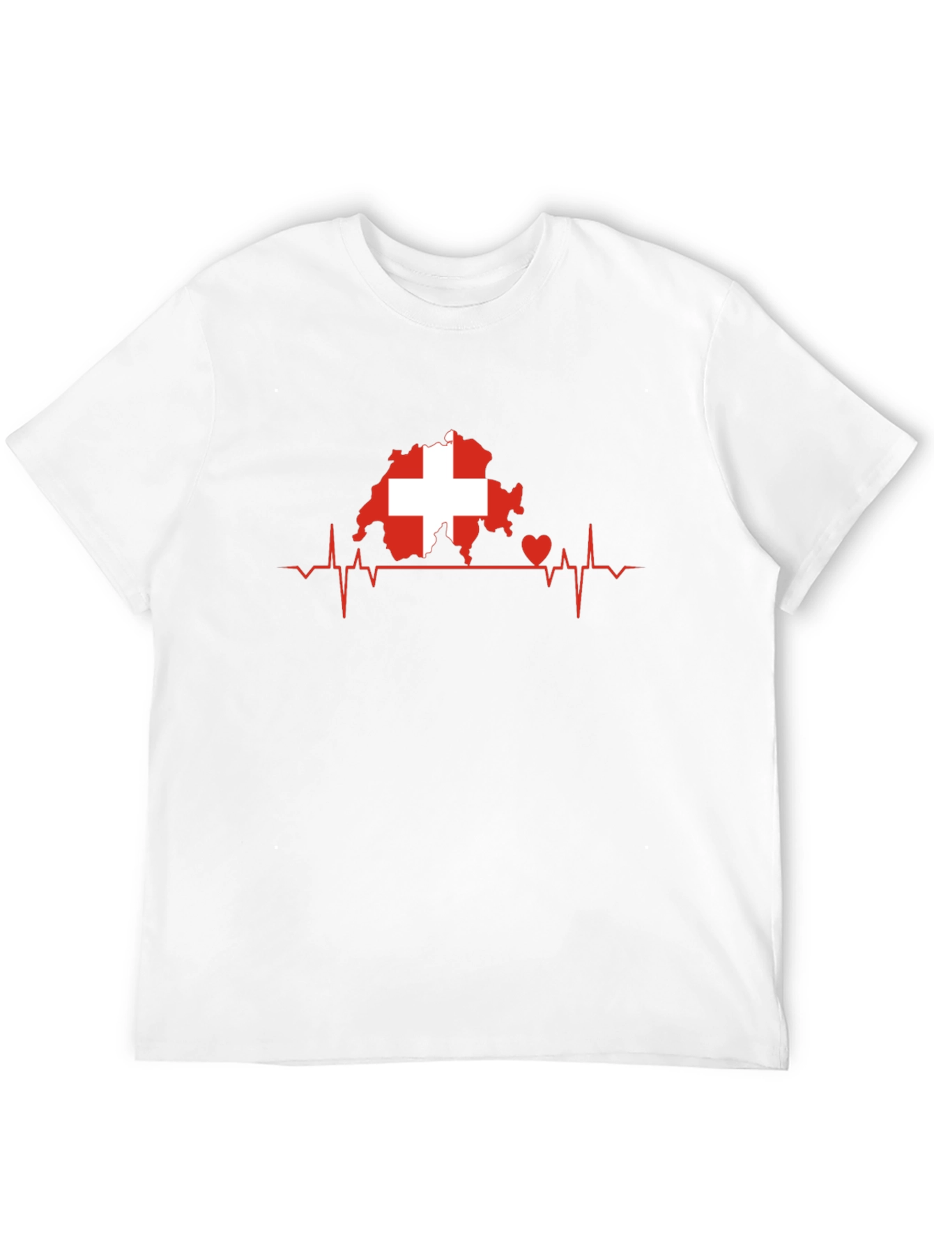 Switzerland Flag Heartbeat Mens T-Shirt