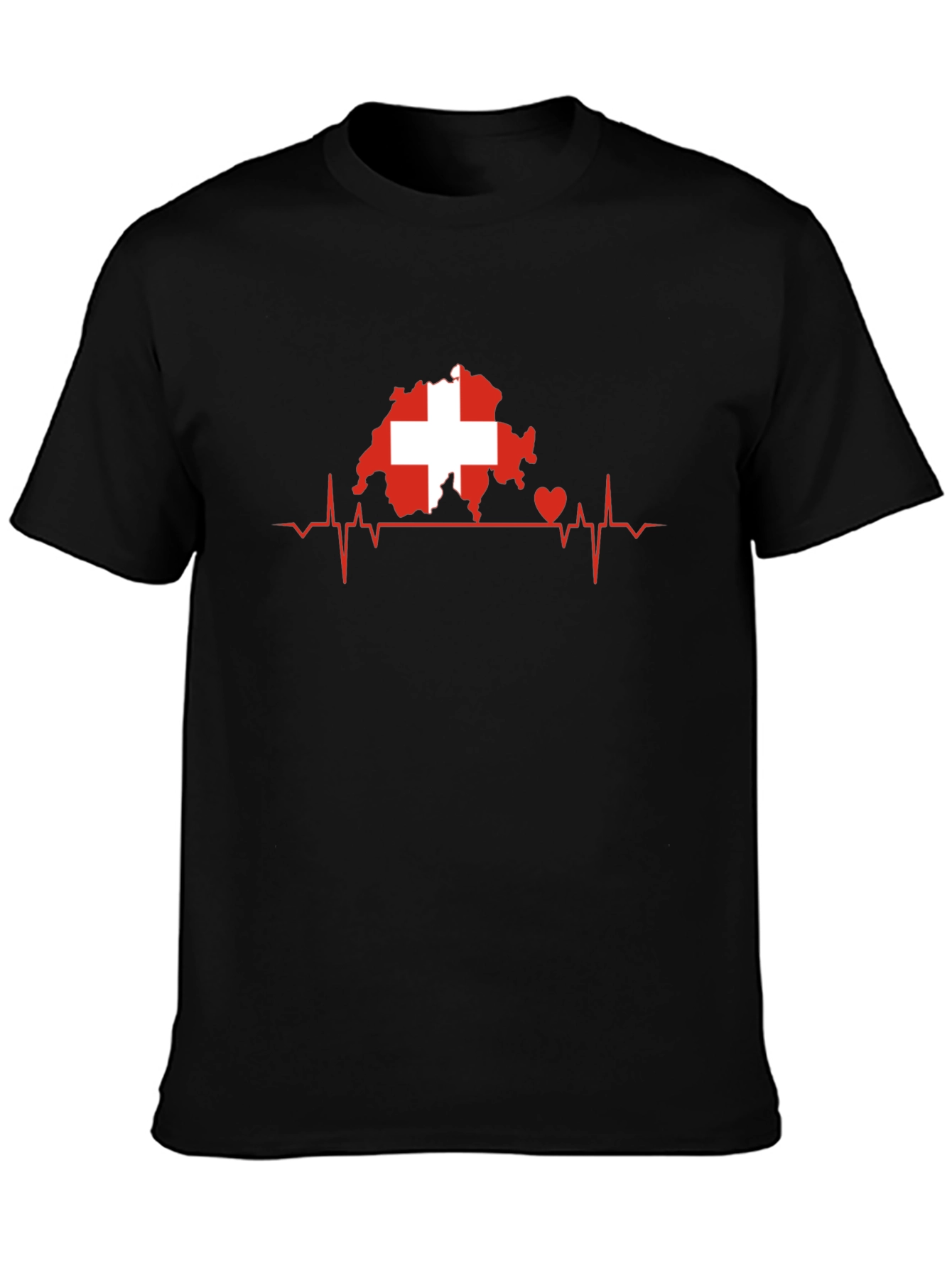 Switzerland Flag Heartbeat Mens T-Shirt