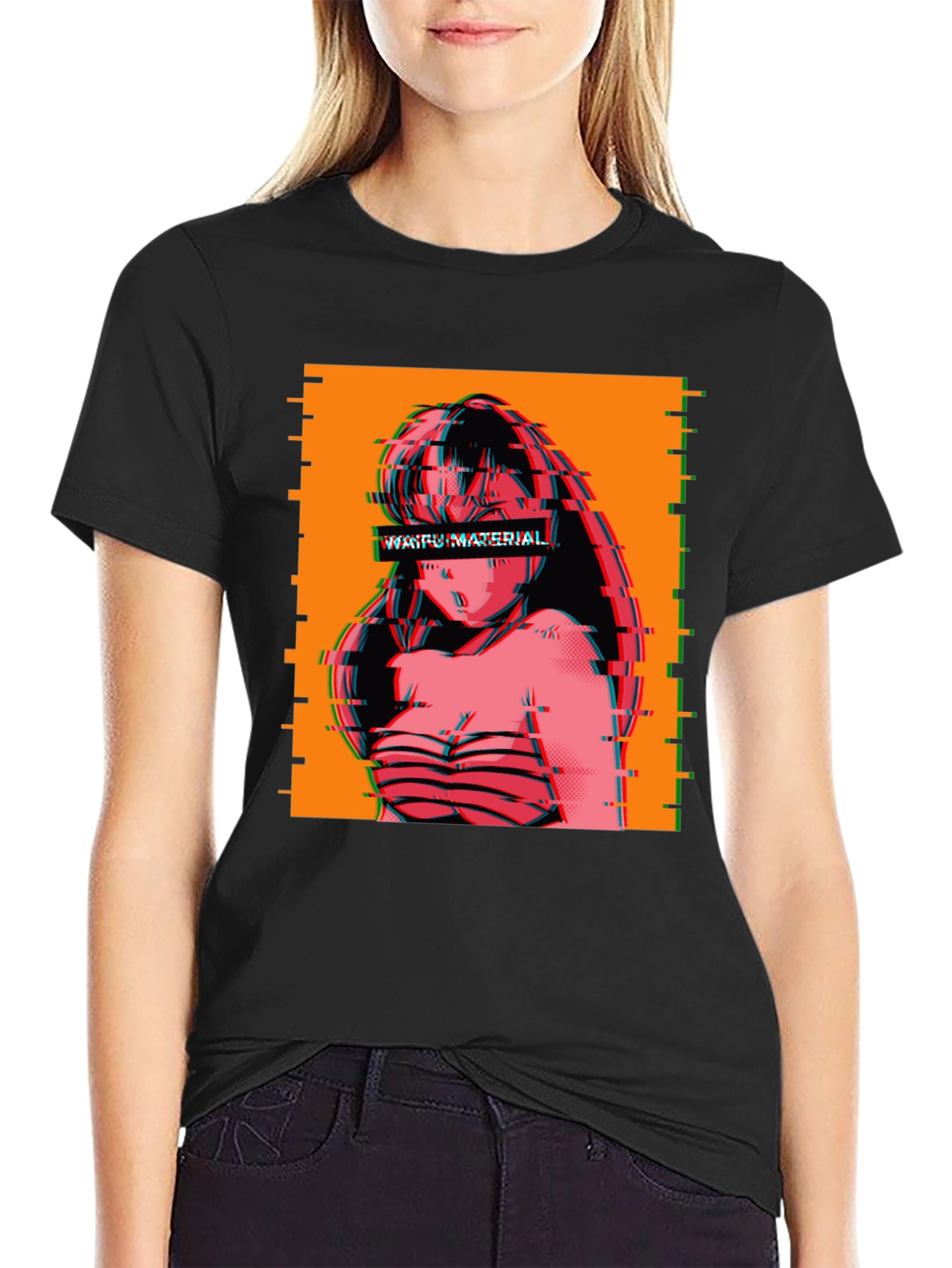 Waifu Material Anime Glitch T-Shirt