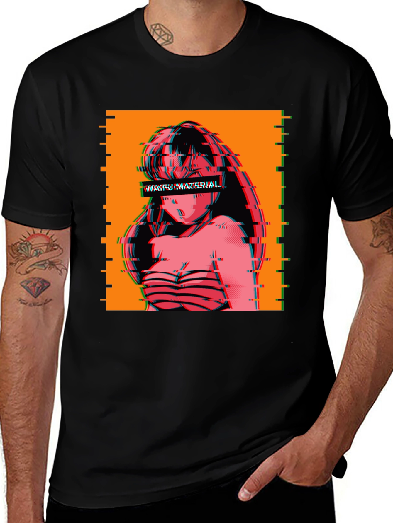 Waifu Material Anime Glitch T-Shirt