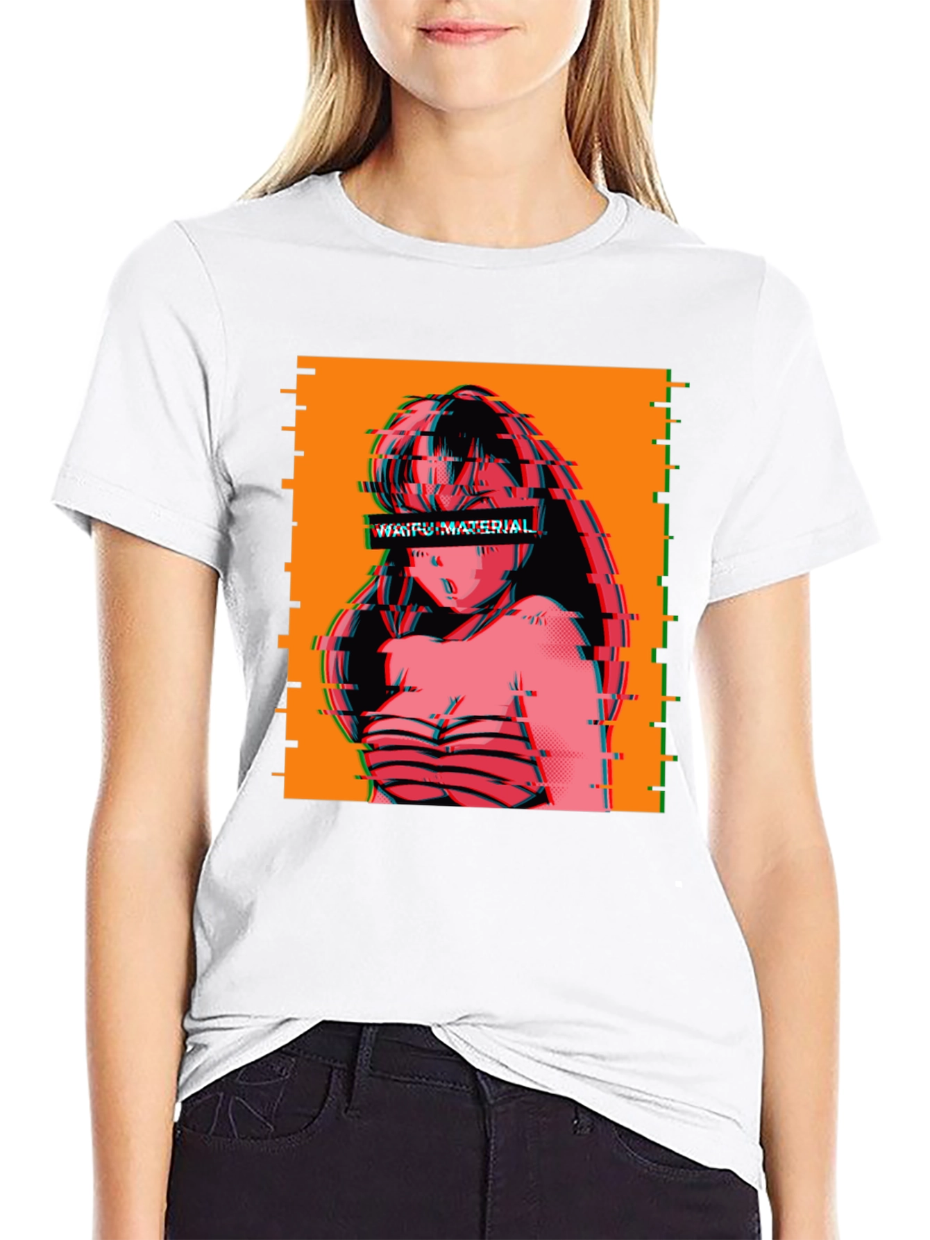 Waifu Material Anime Glitch T-Shirt