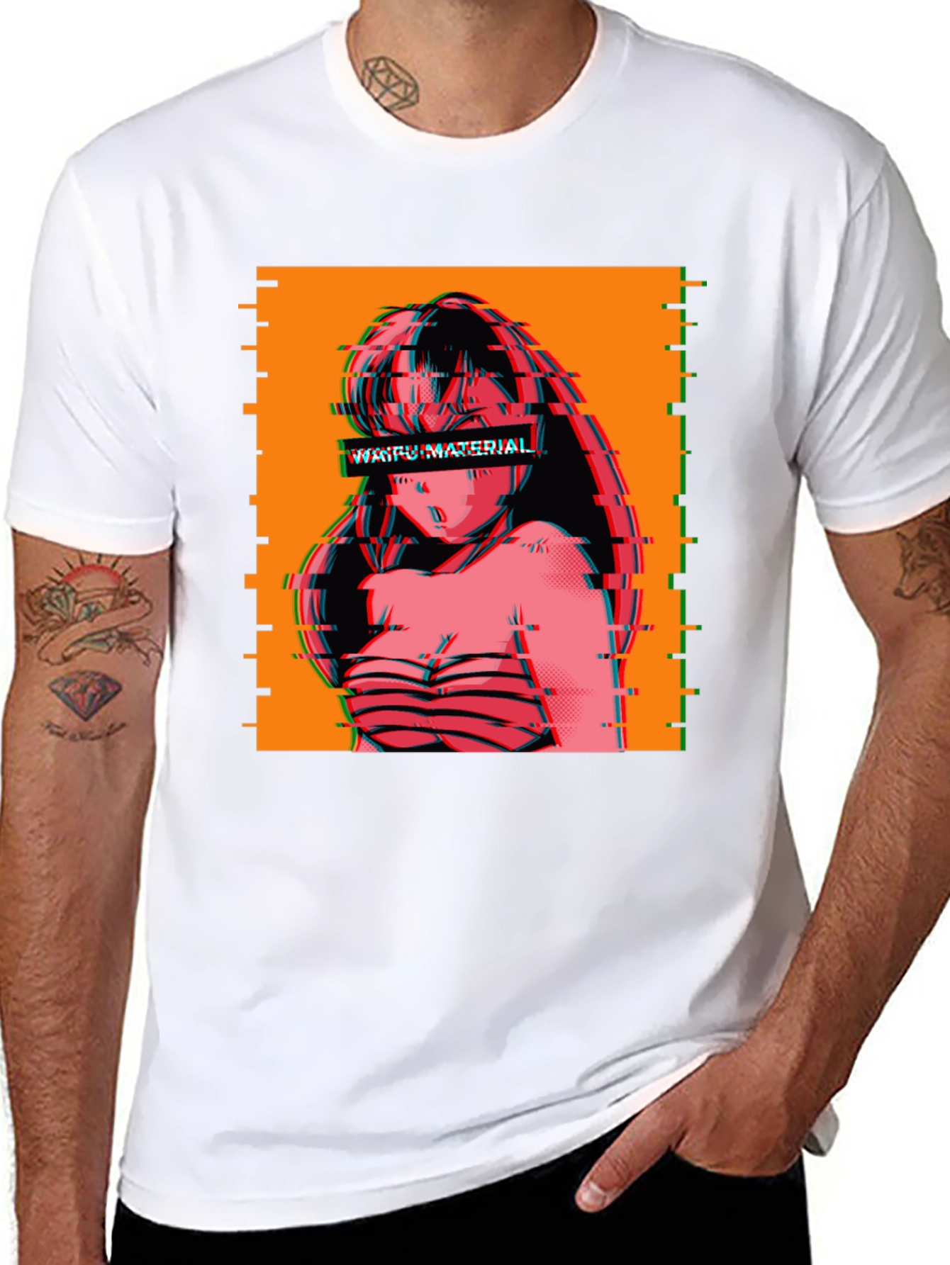 Waifu Material Anime Glitch T-Shirt