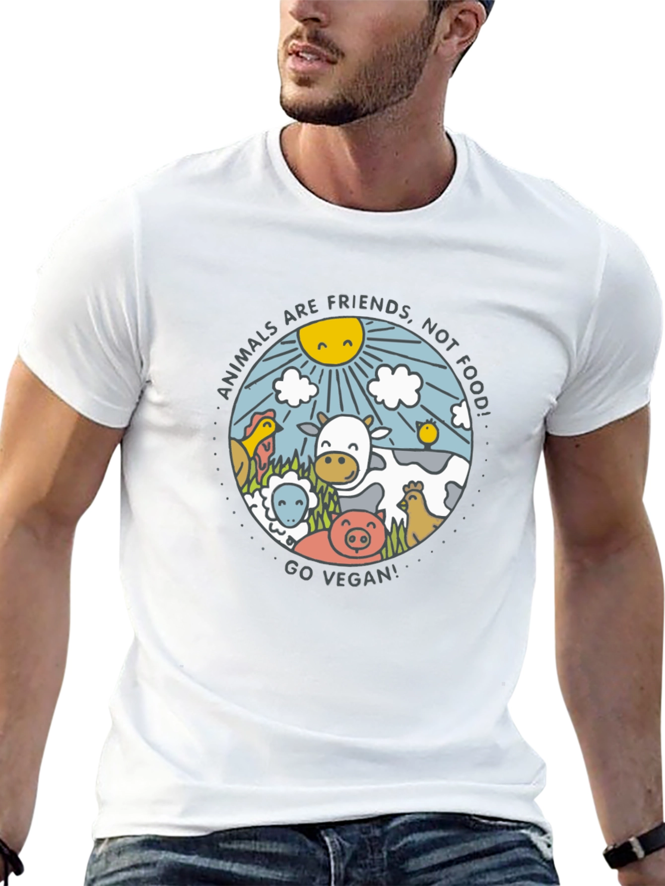 Animals Are Friends Vegan Graphic Tee