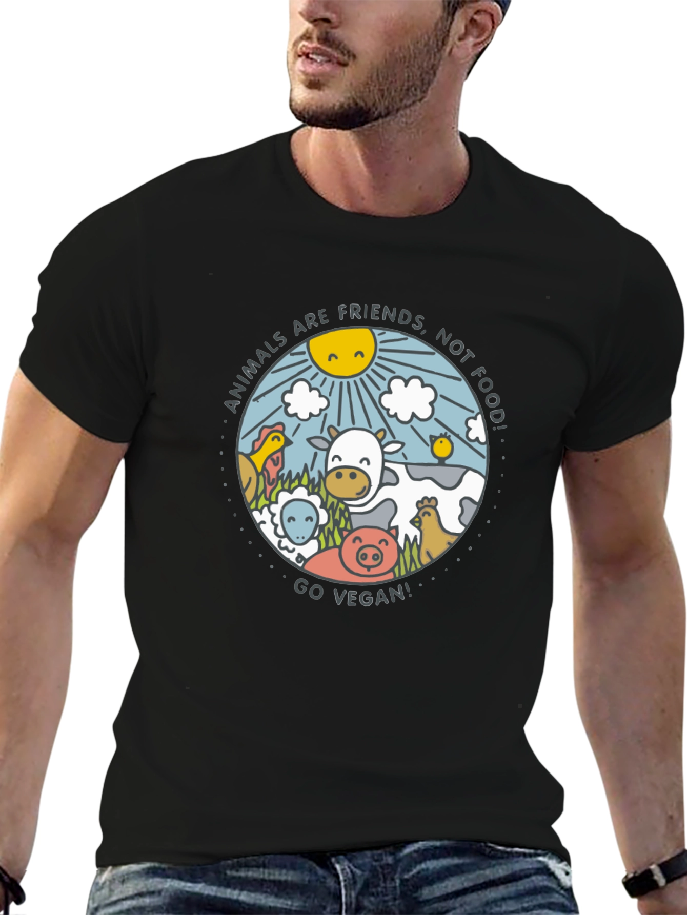 Animals Are Friends Vegan Graphic Tee