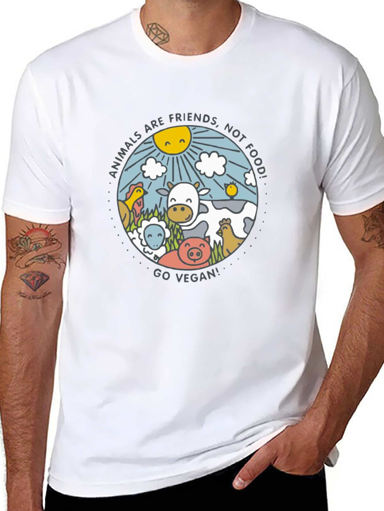 Animals Are Friends Vegan Graphic Tee