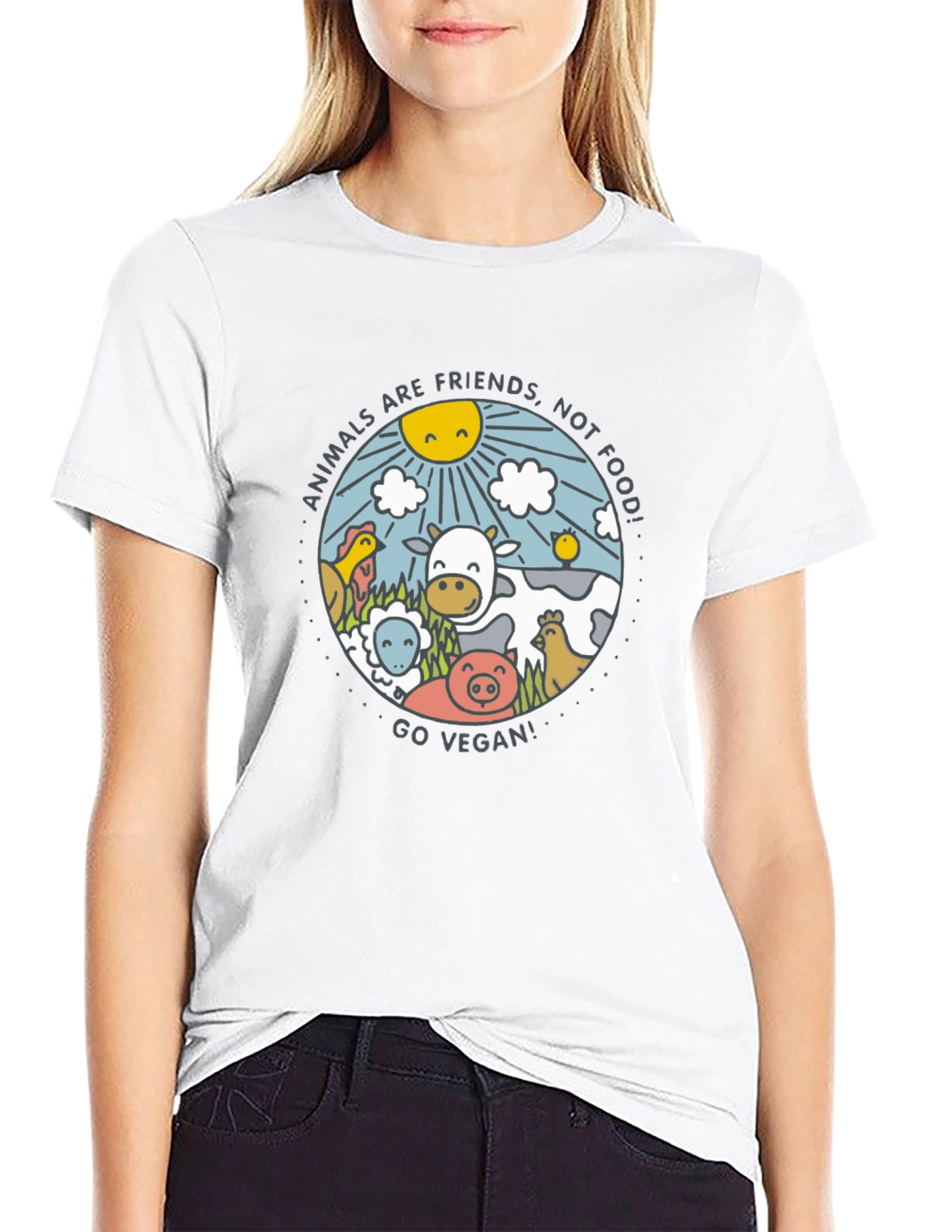 Animals Are Friends Vegan Graphic Tee