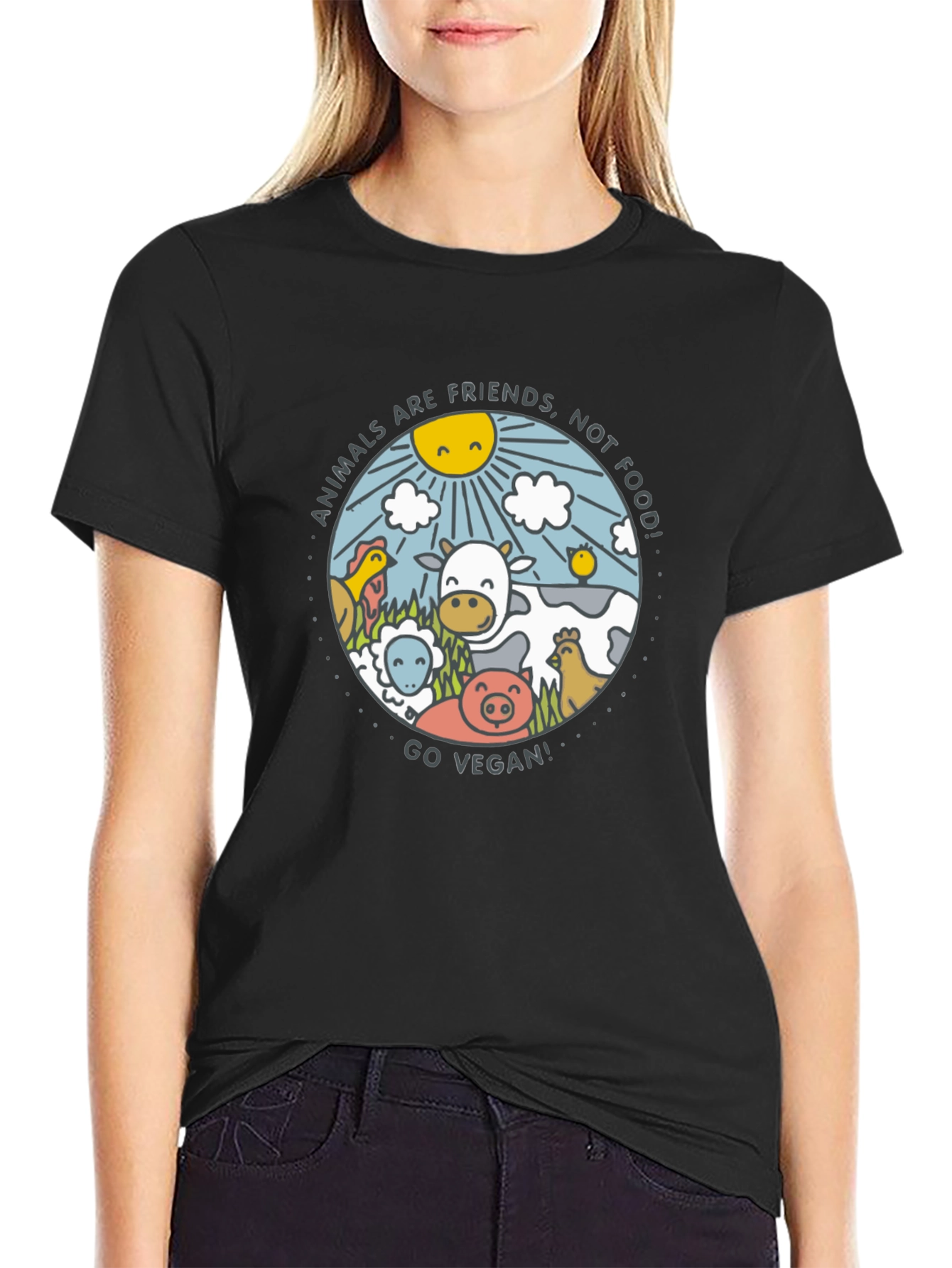 Animals Are Friends Vegan Graphic Tee