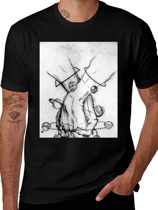 Planetary Hands Graphic Tee - Black Cotton T-Shirt