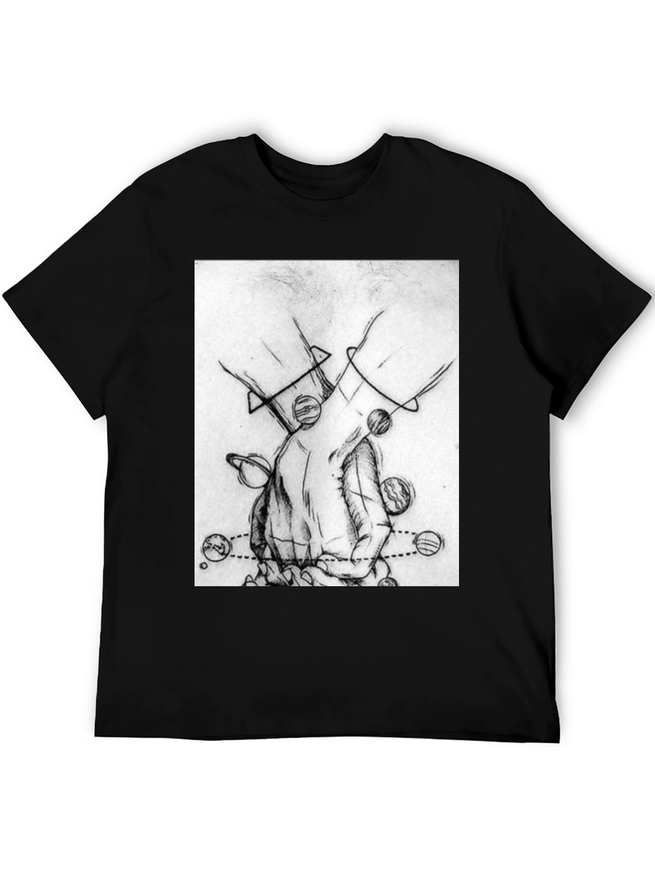 Planetary Hands Graphic Tee - Black Cotton T-Shirt