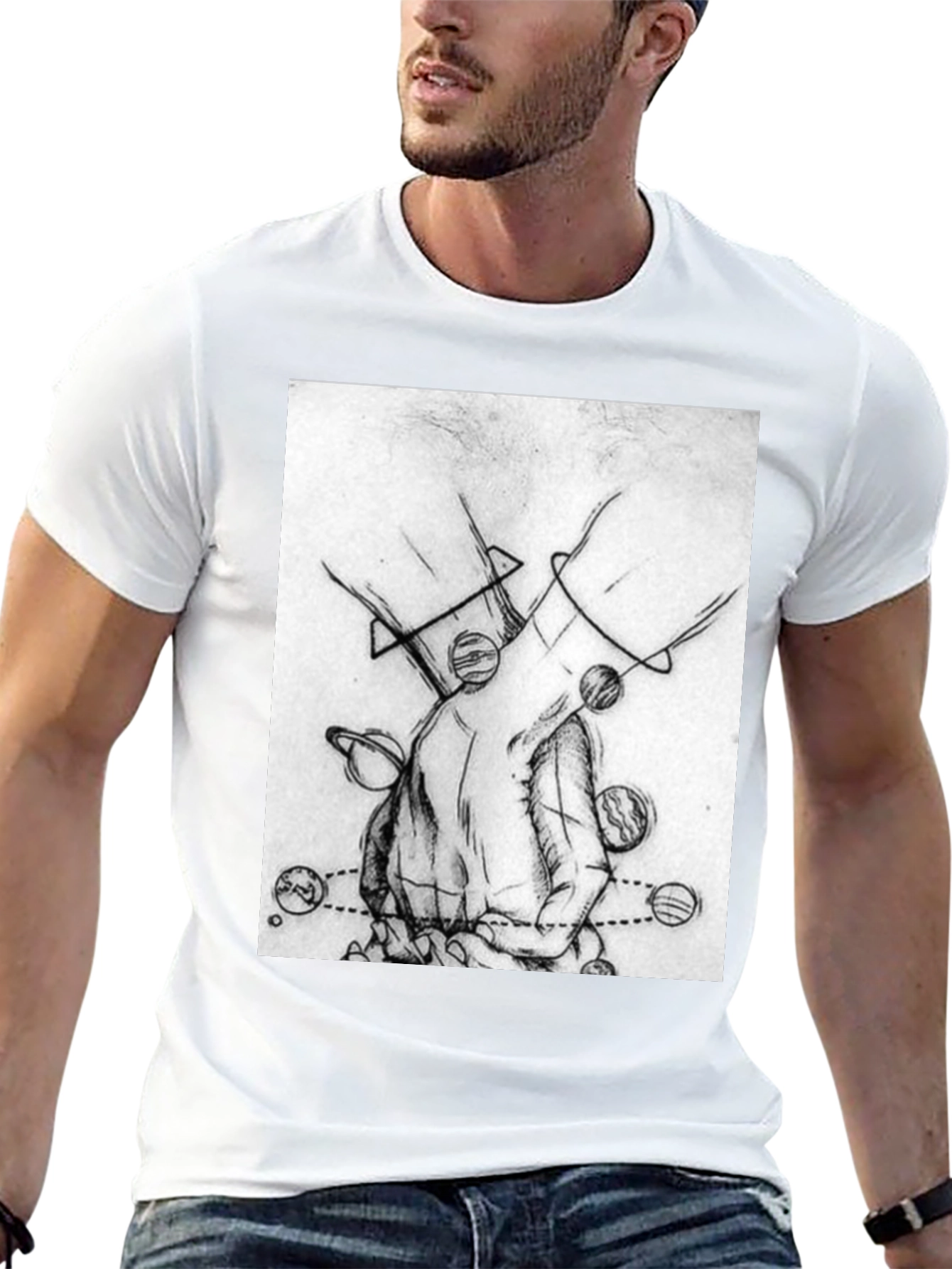 Planetary Hands Graphic Tee - Black Cotton T-Shirt
