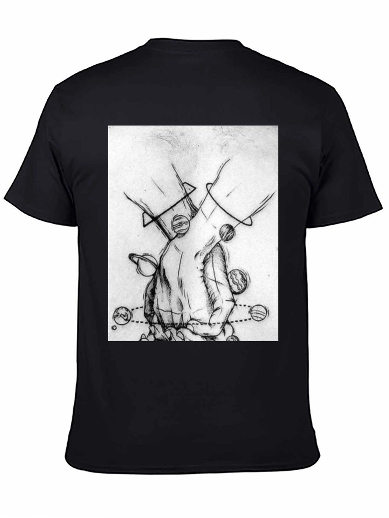 Planetary Hands Graphic Tee - Black Cotton T-Shirt