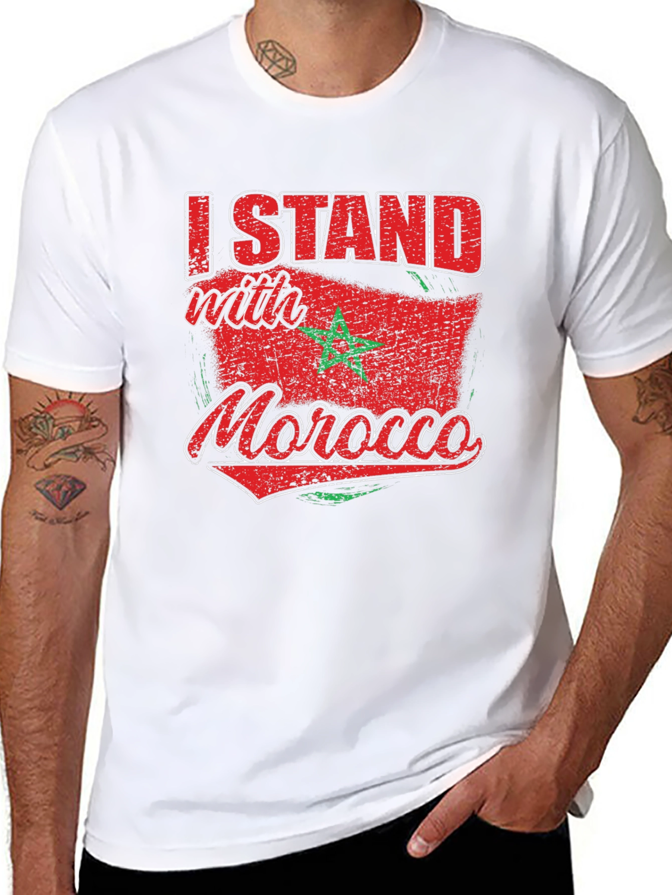 I Stand with Morocco Flag Graphic T-Shirt