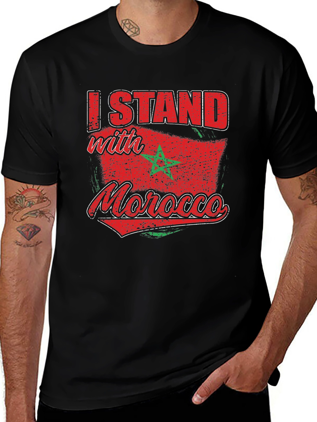 I Stand with Morocco Flag Graphic T-Shirt
