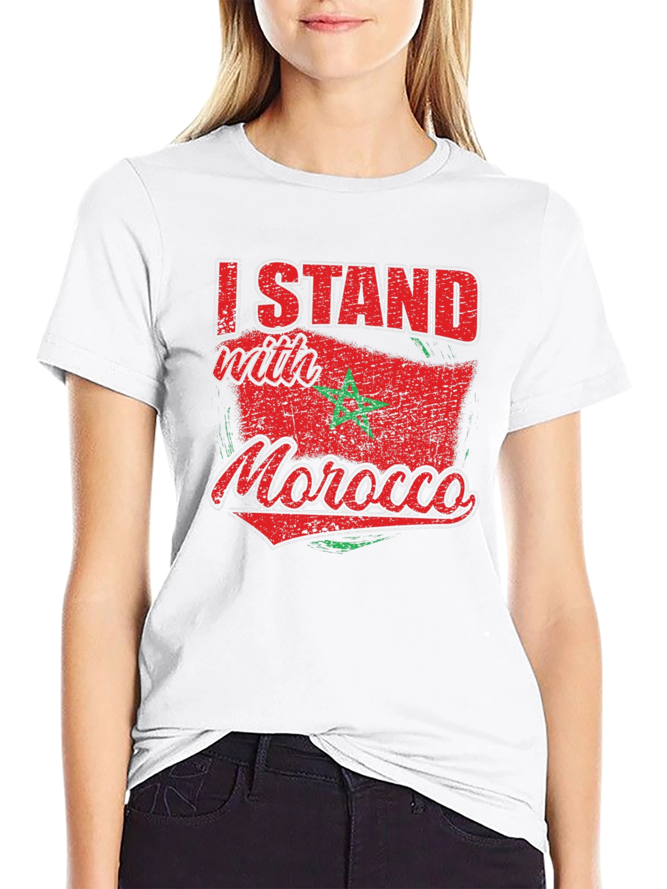 I Stand with Morocco Flag Graphic T-Shirt