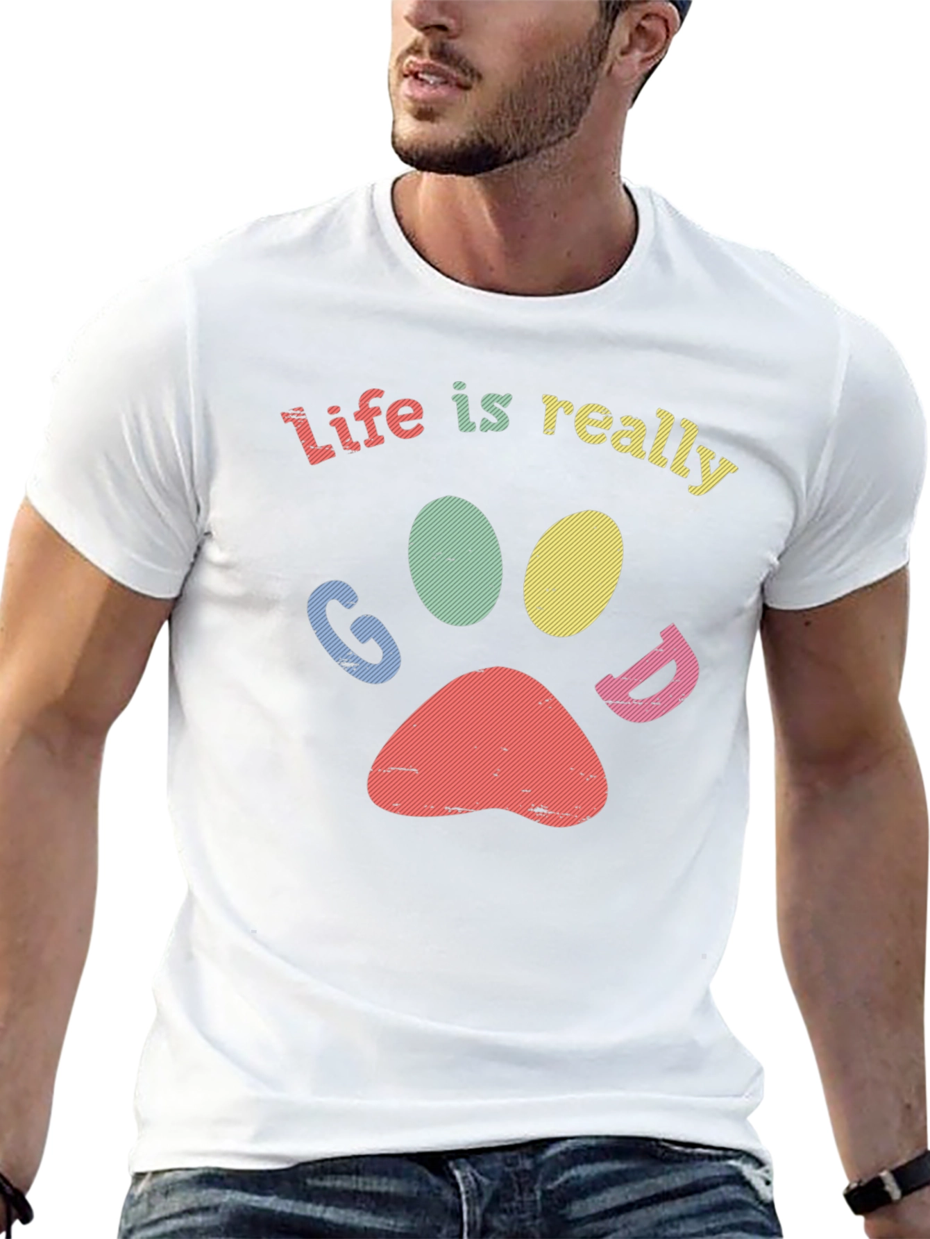Life Is Really Good - Paw Print Graphic Tee
