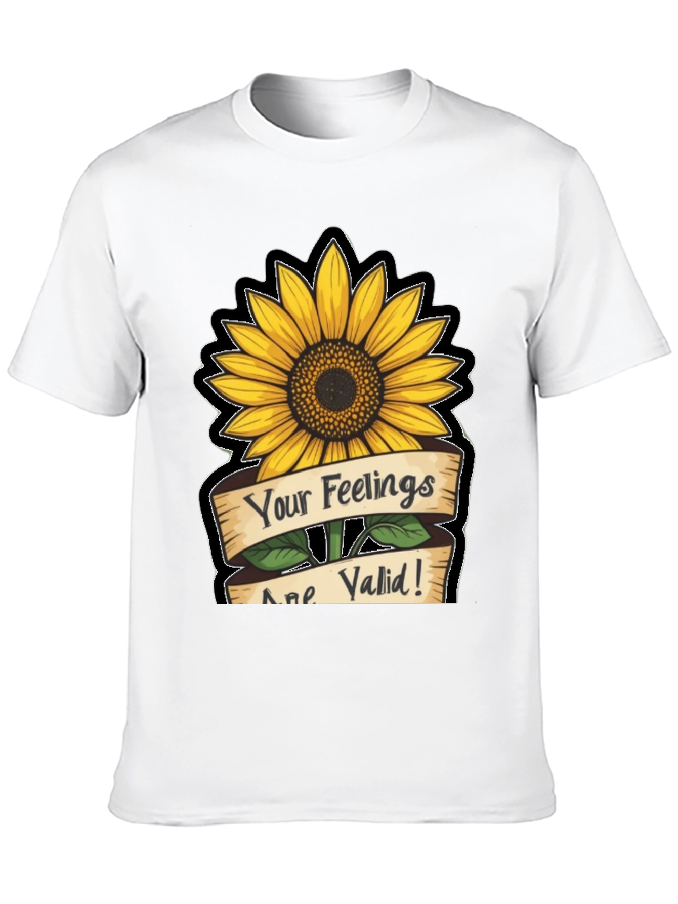 Sunflower Your Feelings Are Valid Black T-Shirt