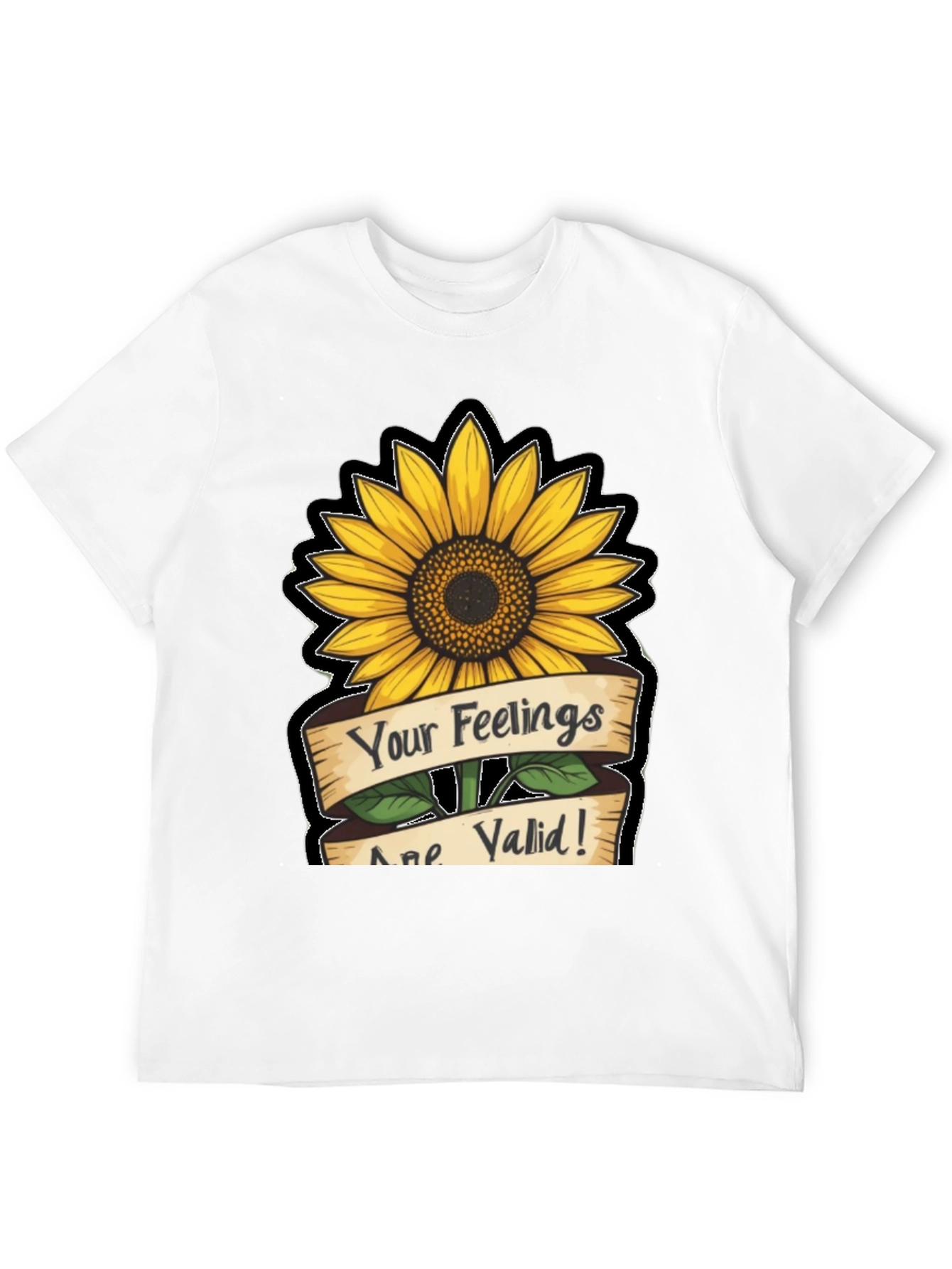Sunflower Your Feelings Are Valid Black T-Shirt