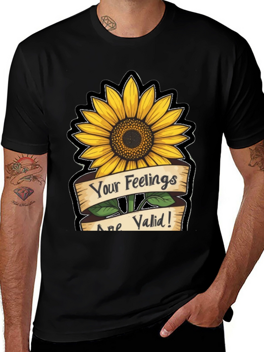Sunflower Your Feelings Are Valid Black T-Shirt