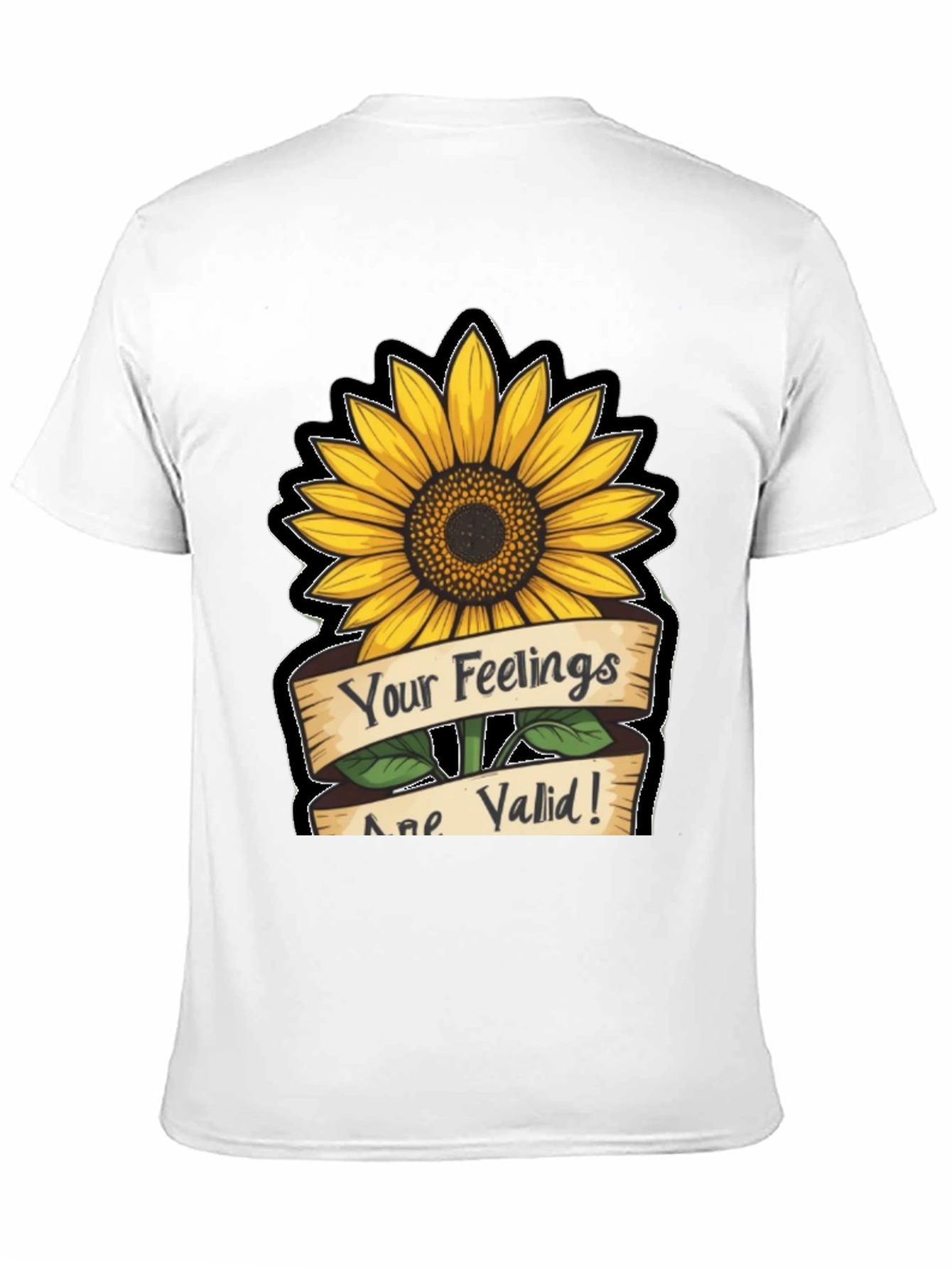 Sunflower Your Feelings Are Valid Black T-Shirt