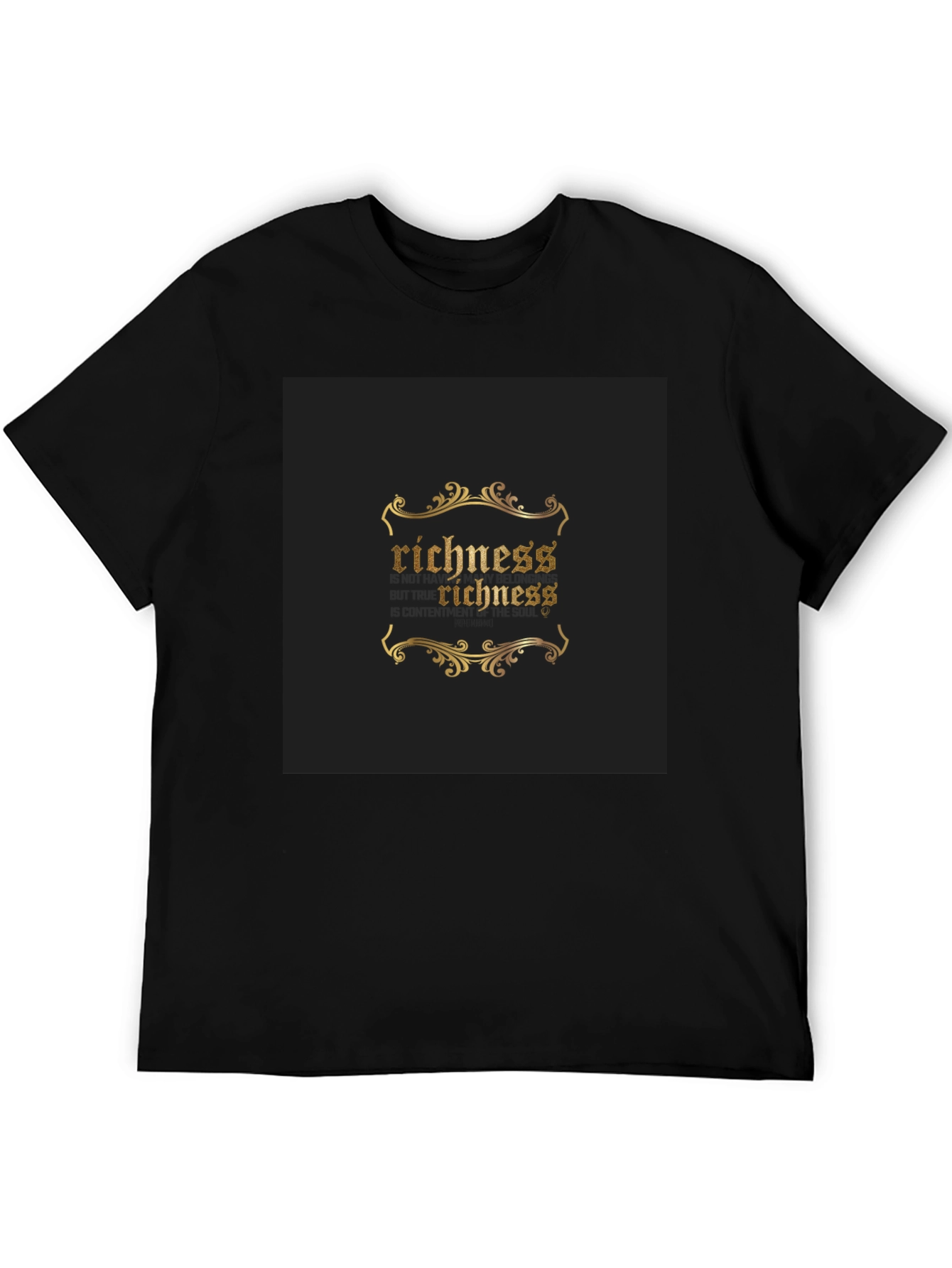 Richness Gold Print Black T-Shirt