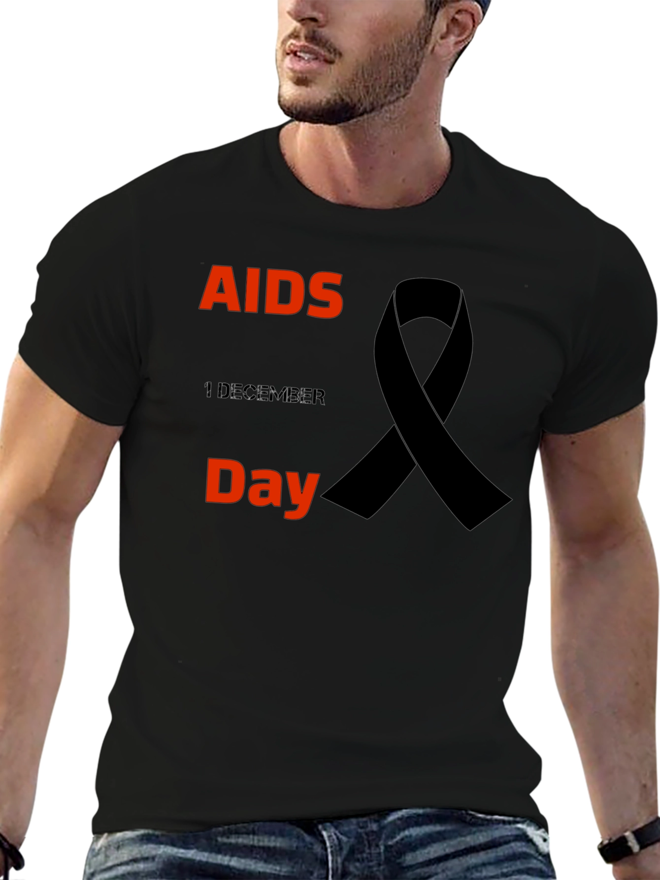 AIDS Awareness Black Ribbon T-Shirt