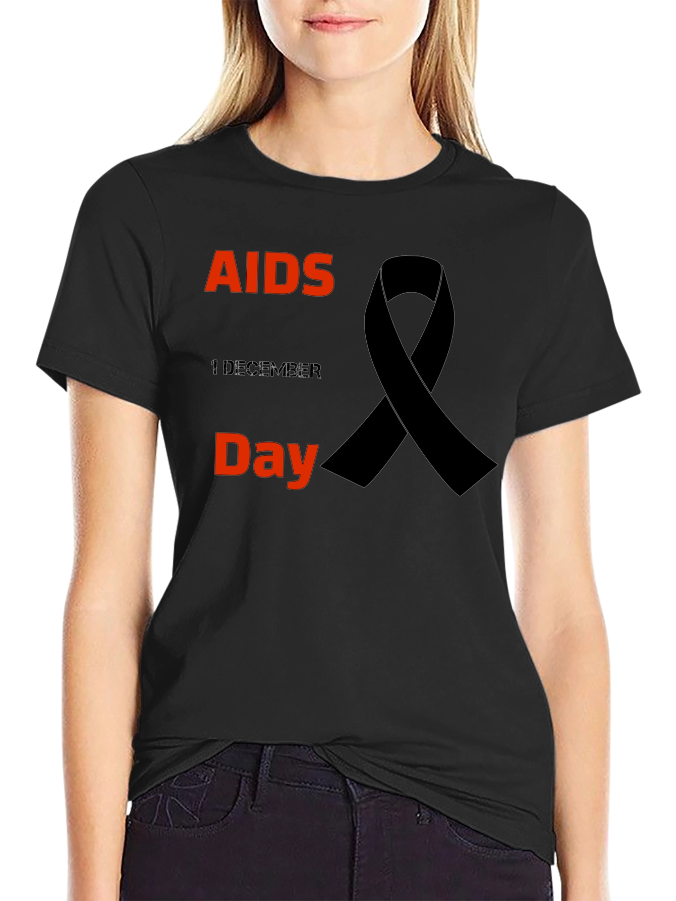 AIDS Awareness Black Ribbon T-Shirt