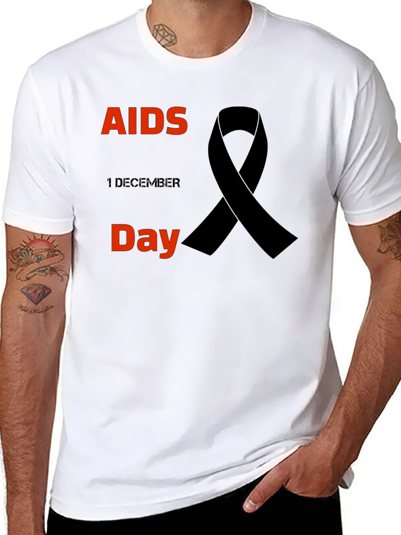 AIDS Awareness Black Ribbon T-Shirt
