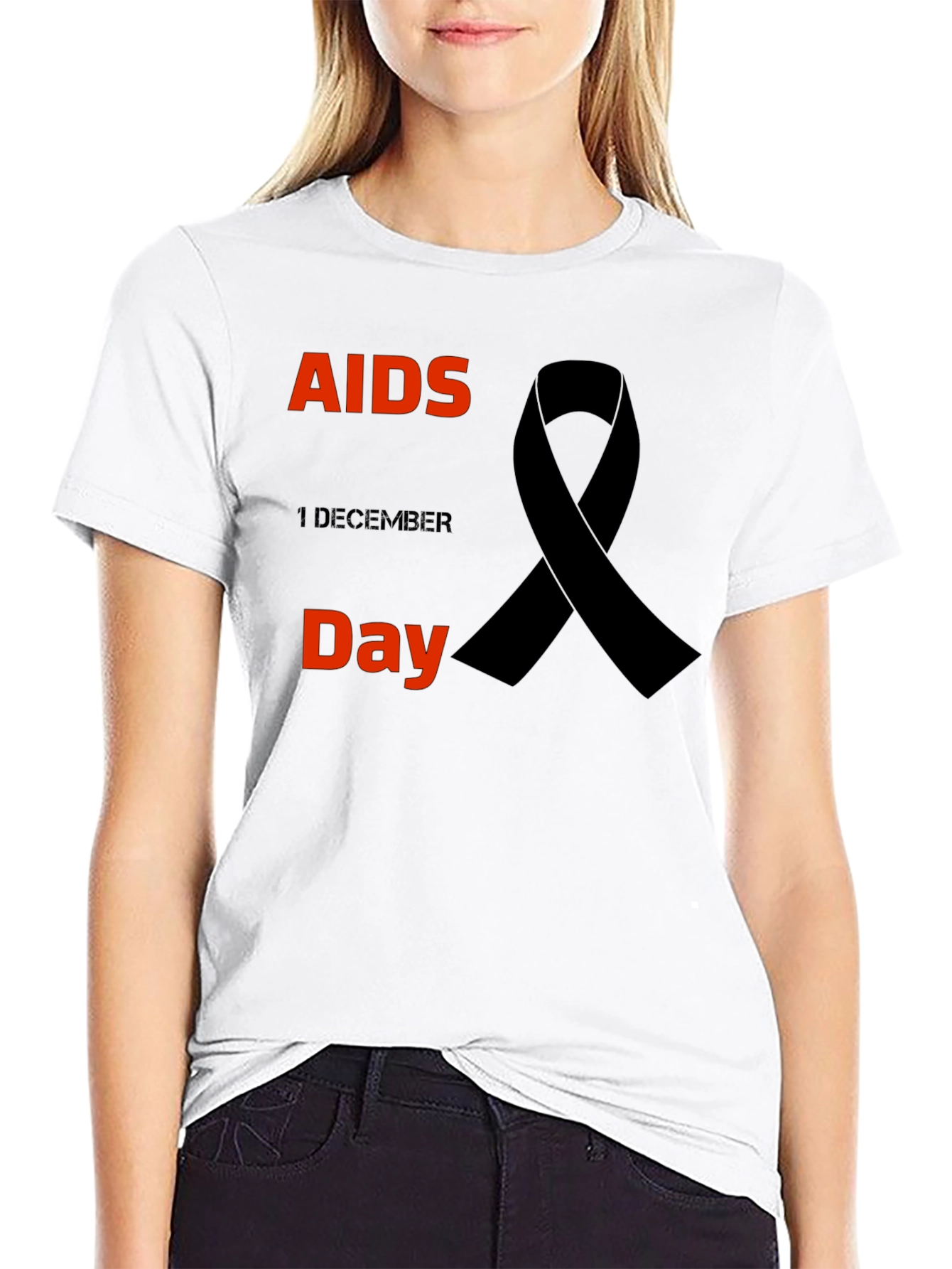 AIDS Awareness Black Ribbon T-Shirt