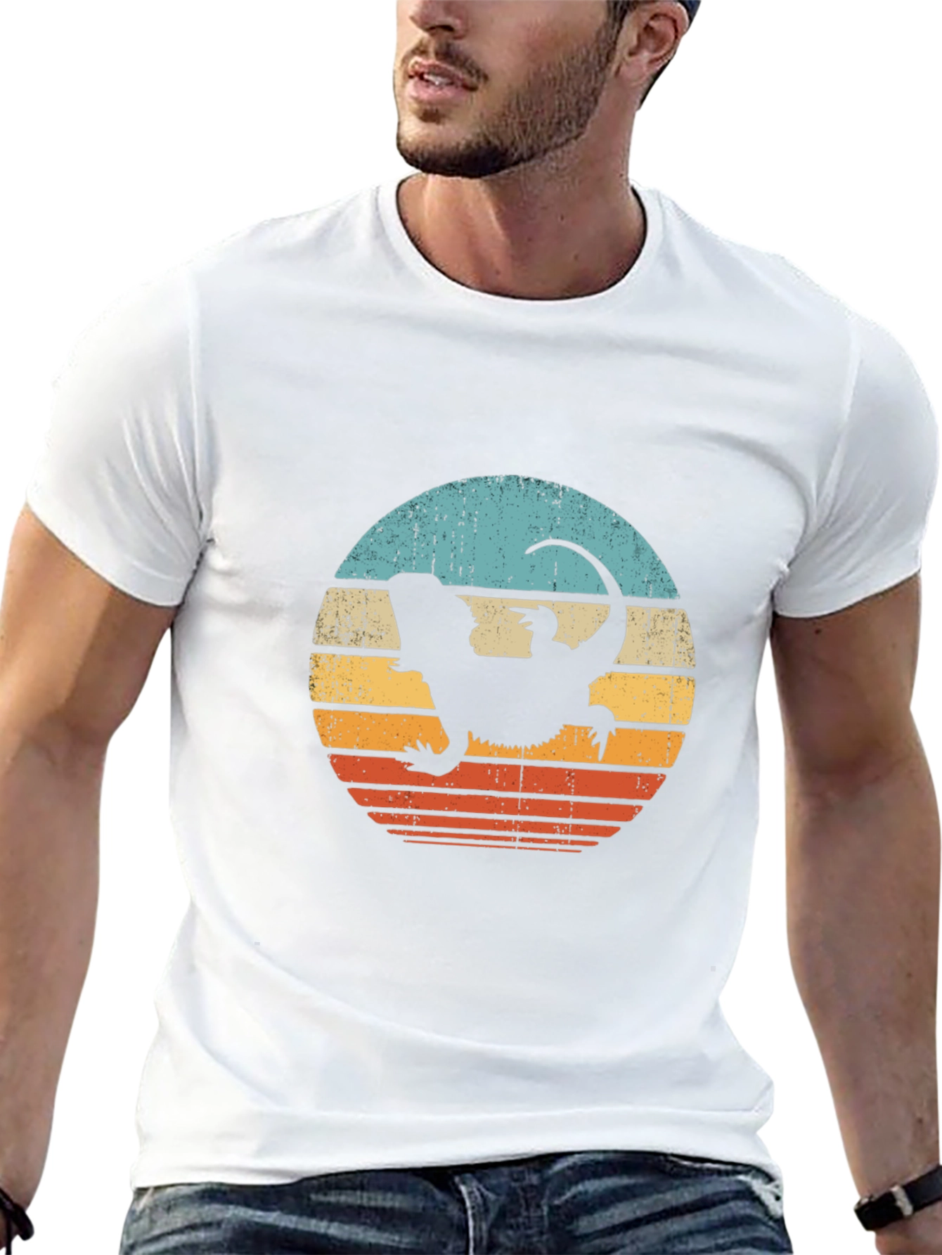 Retro Bearded Dragon Silhouette Graphic Tee