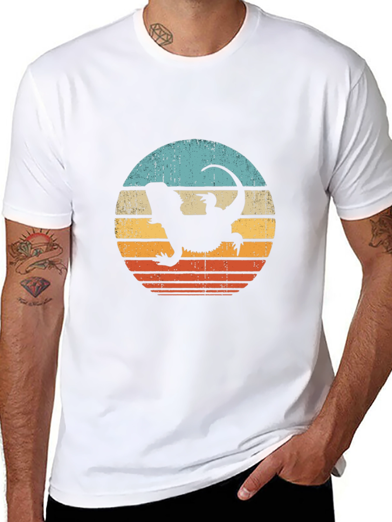Retro Bearded Dragon Silhouette Graphic Tee